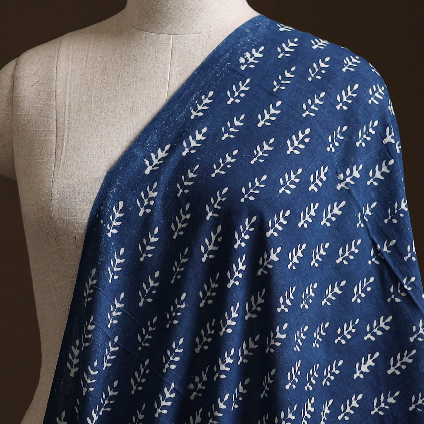 Blue - Pure Mul Cotton Bagru Indigo Hand Block Print Natural Dyed Fabric 15