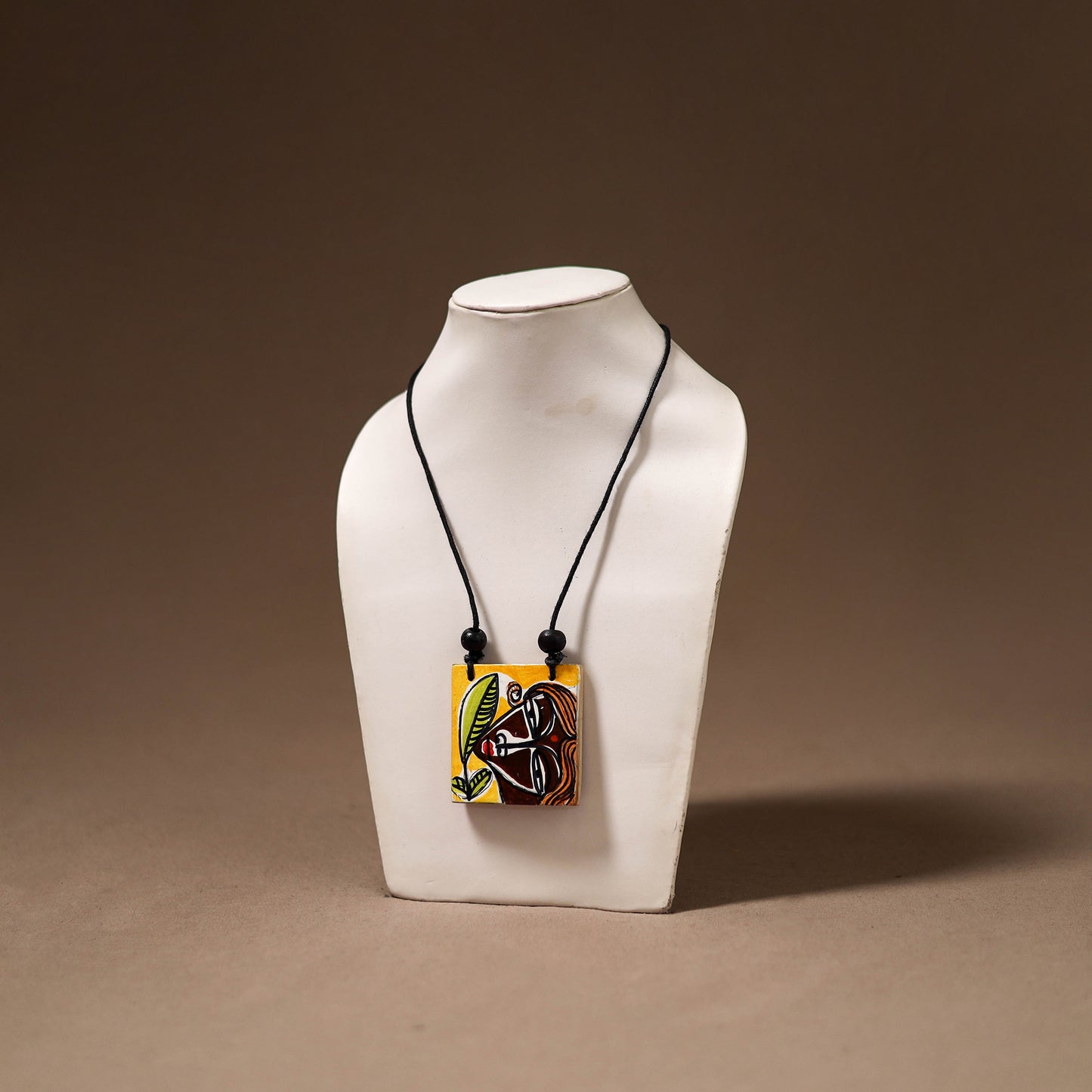 Kerala Mural Handpainted Bamboo Necklace 184