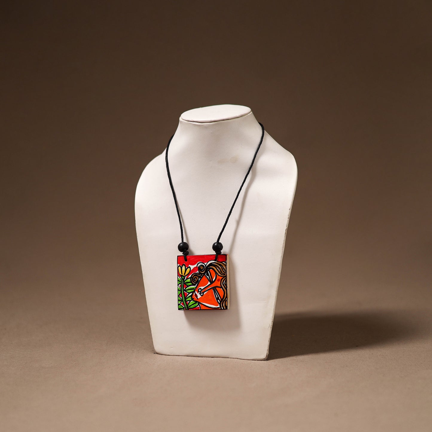 Kerala Mural Handpainted Bamboo Necklace 186