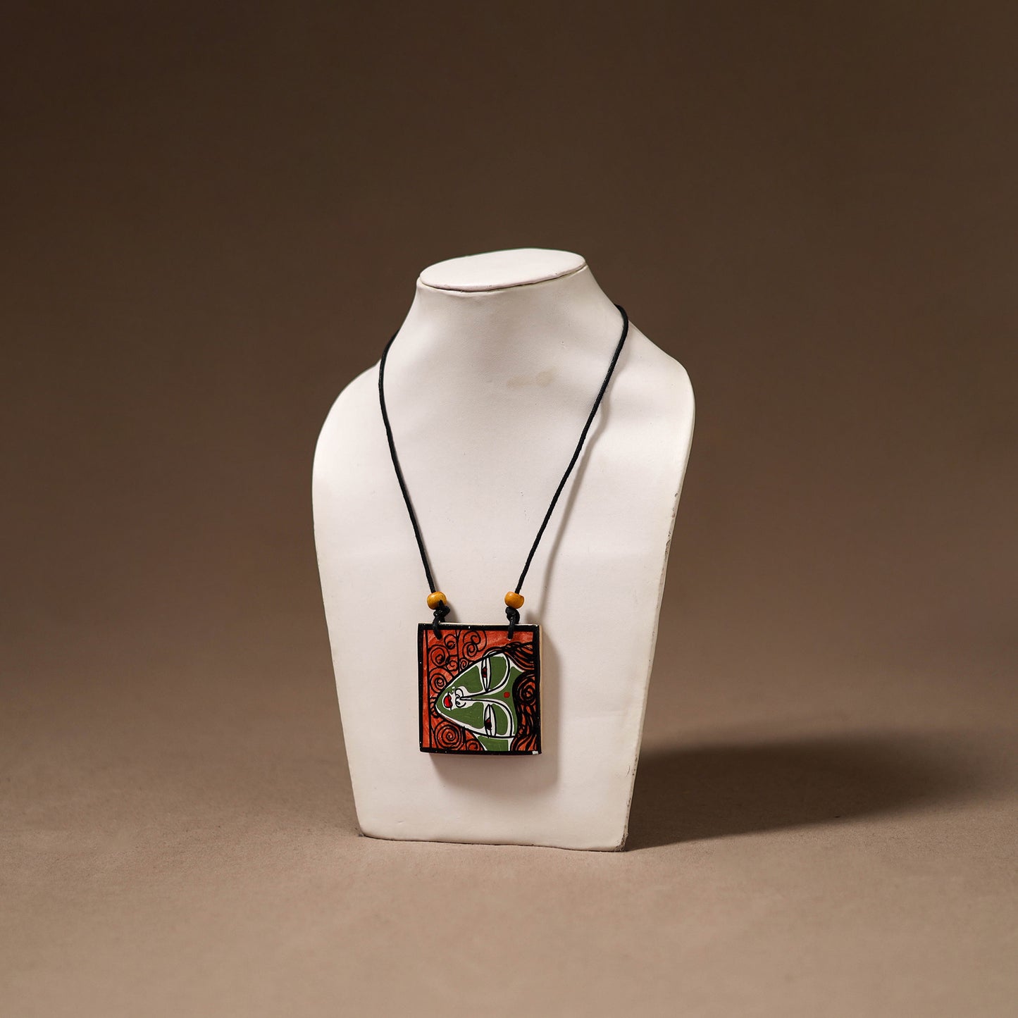 Kerala Mural Handpainted Bamboo Necklace 196