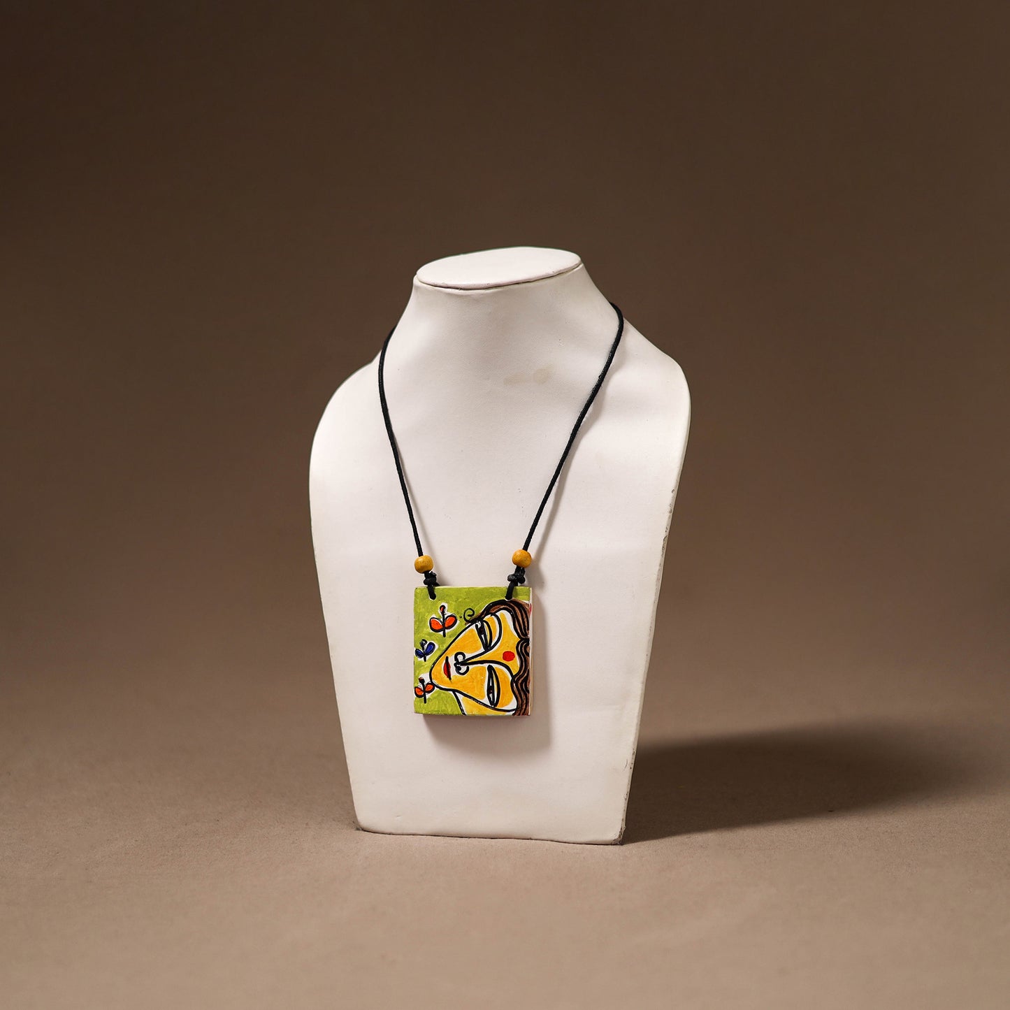 Kerala Mural Handpainted Bamboo Necklace 197