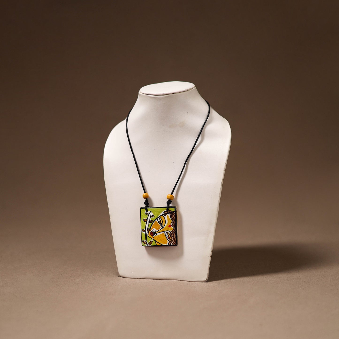 Kerala Mural Handpainted Bamboo Necklace 202