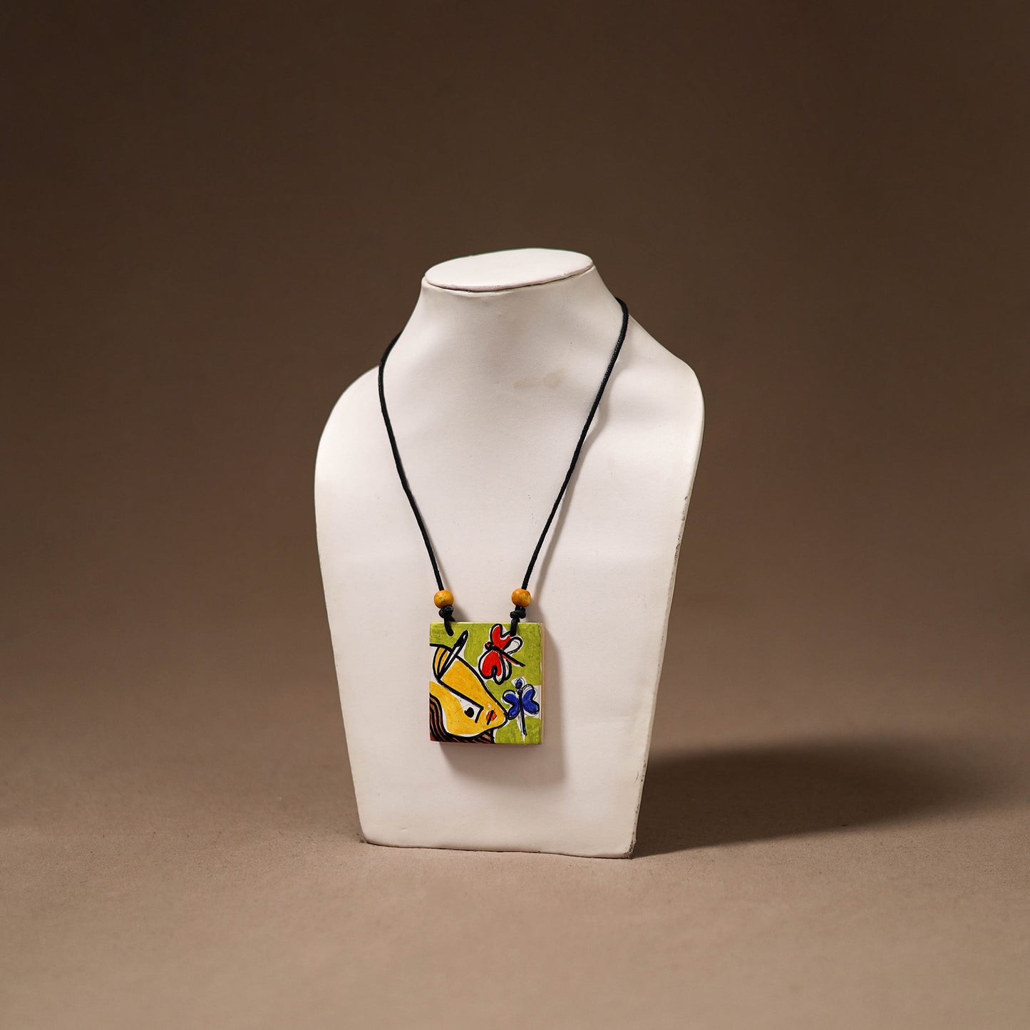 Kerala Mural Handpainted Bamboo Necklace 204