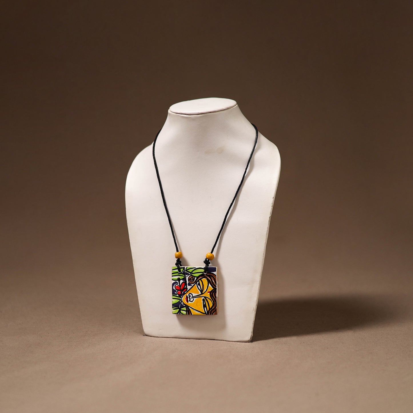 Kerala Mural Handpainted Bamboo Necklace 209