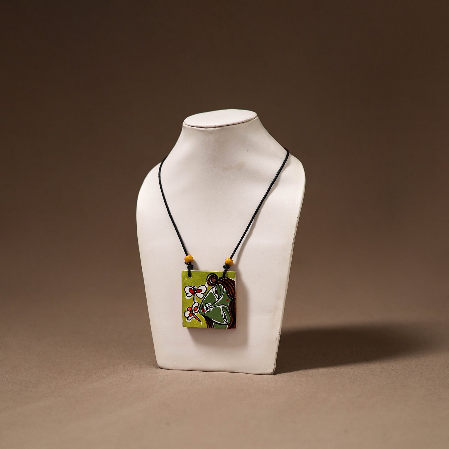 Kerala Mural Handpainted Bamboo Necklace 211