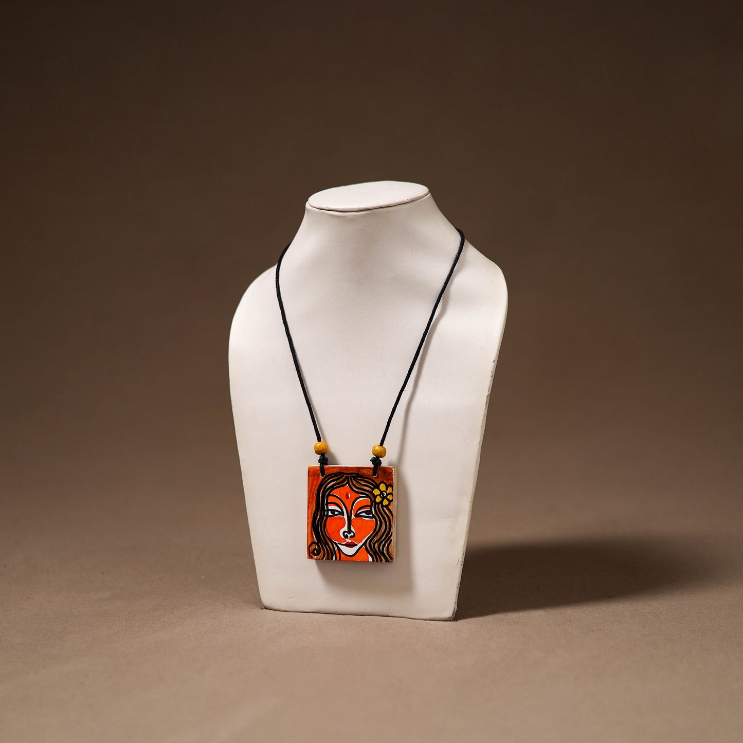 Kerala Mural Handpainted Bamboo Necklace 215