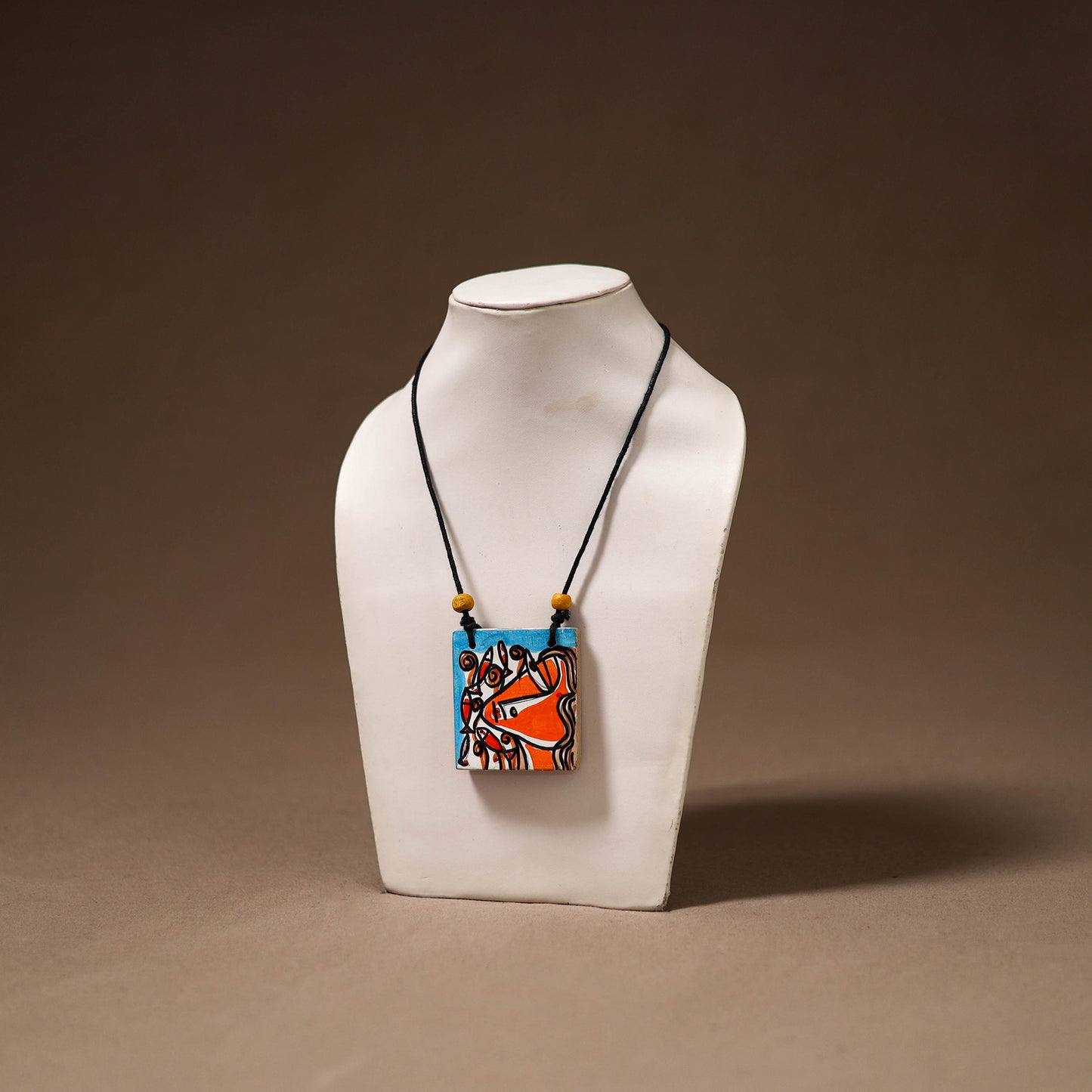 Kerala Mural Handpainted Bamboo Necklace 216