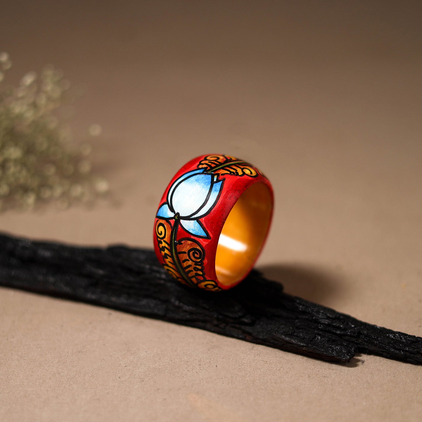 Kerala Mural Handpainted Wooden Bangle (Size - 2-4) 61
