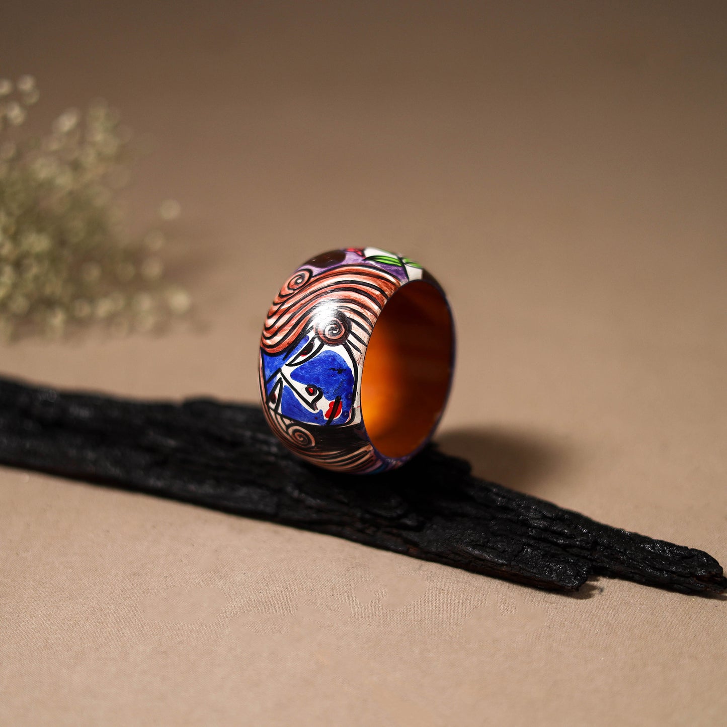 Kerala Mural Handpainted Wooden Bangle (Size - 2-4) 67