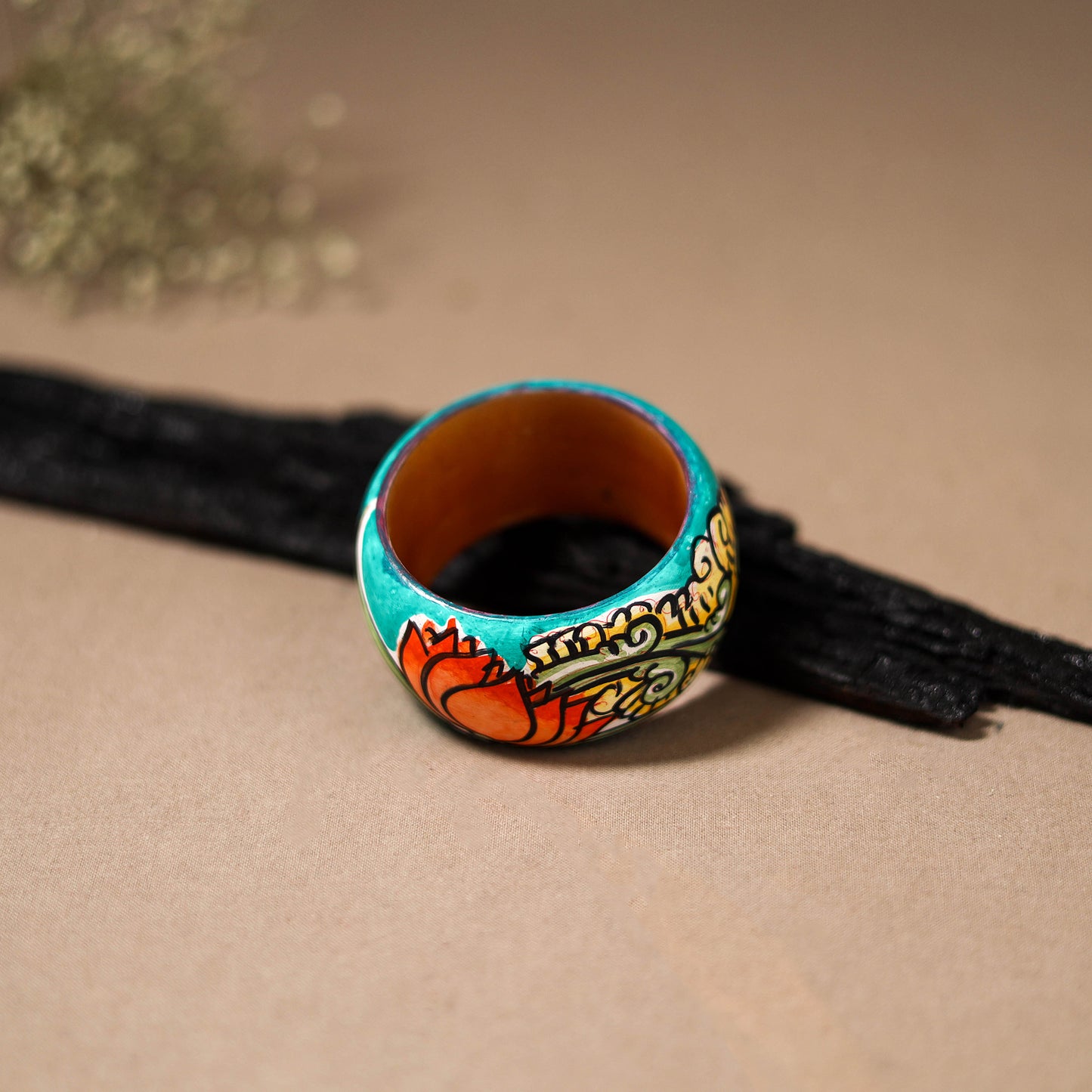 Kerala Mural Handpainted Wooden Bangle (Size - 2-4) 68