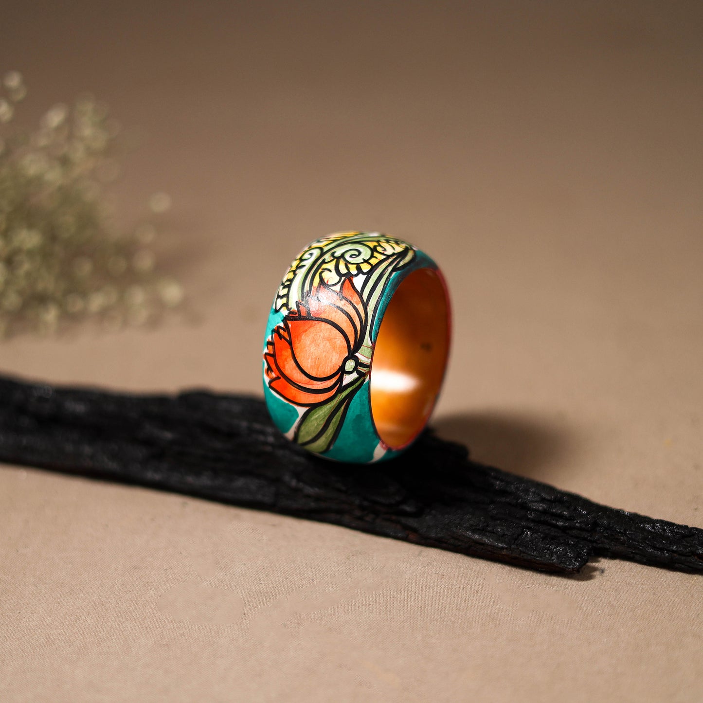 Kerala Mural Handpainted Wooden Bangle (Size - 2-4) 68