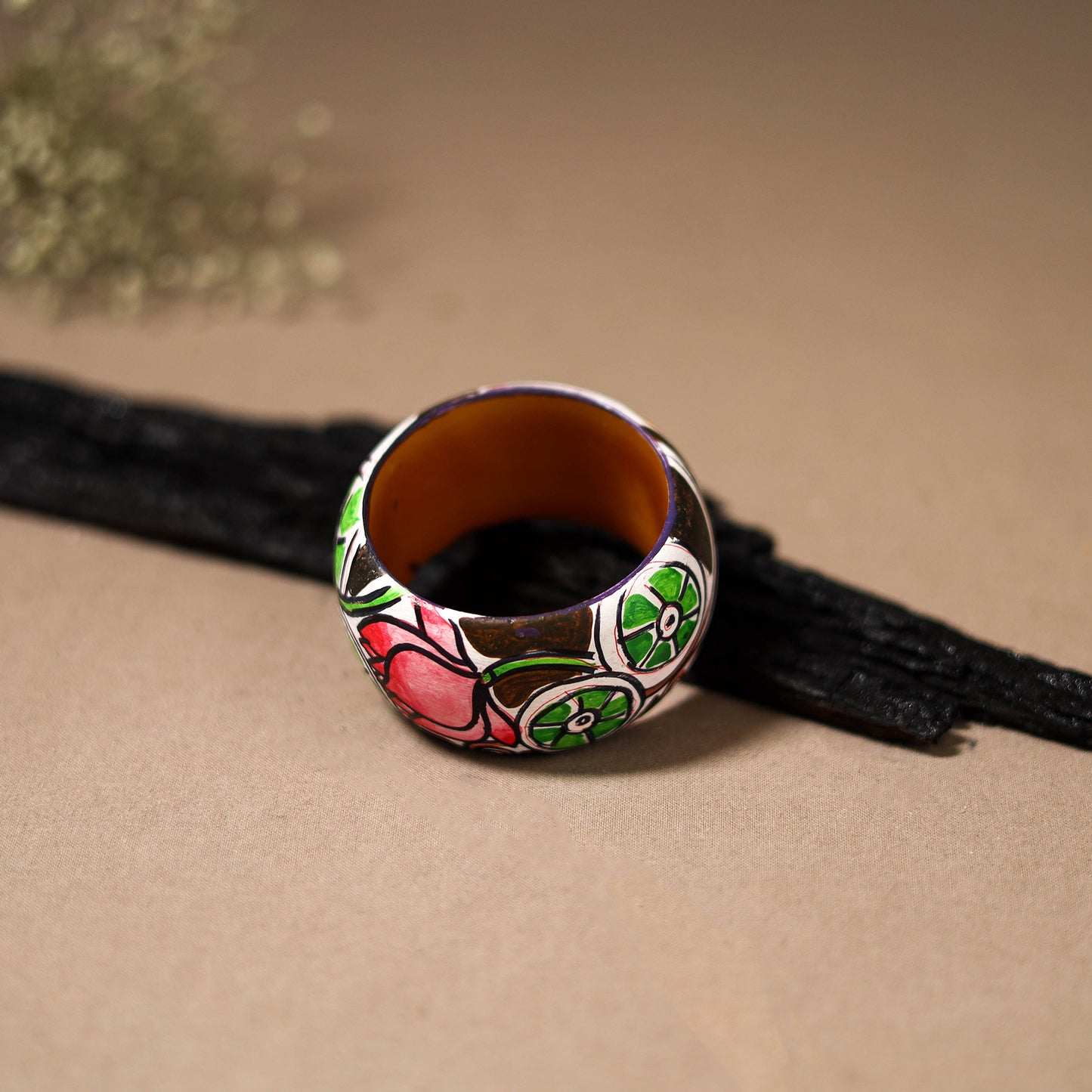 Kerala Mural Handpainted Wooden Bangle (Size - 2-4) 71