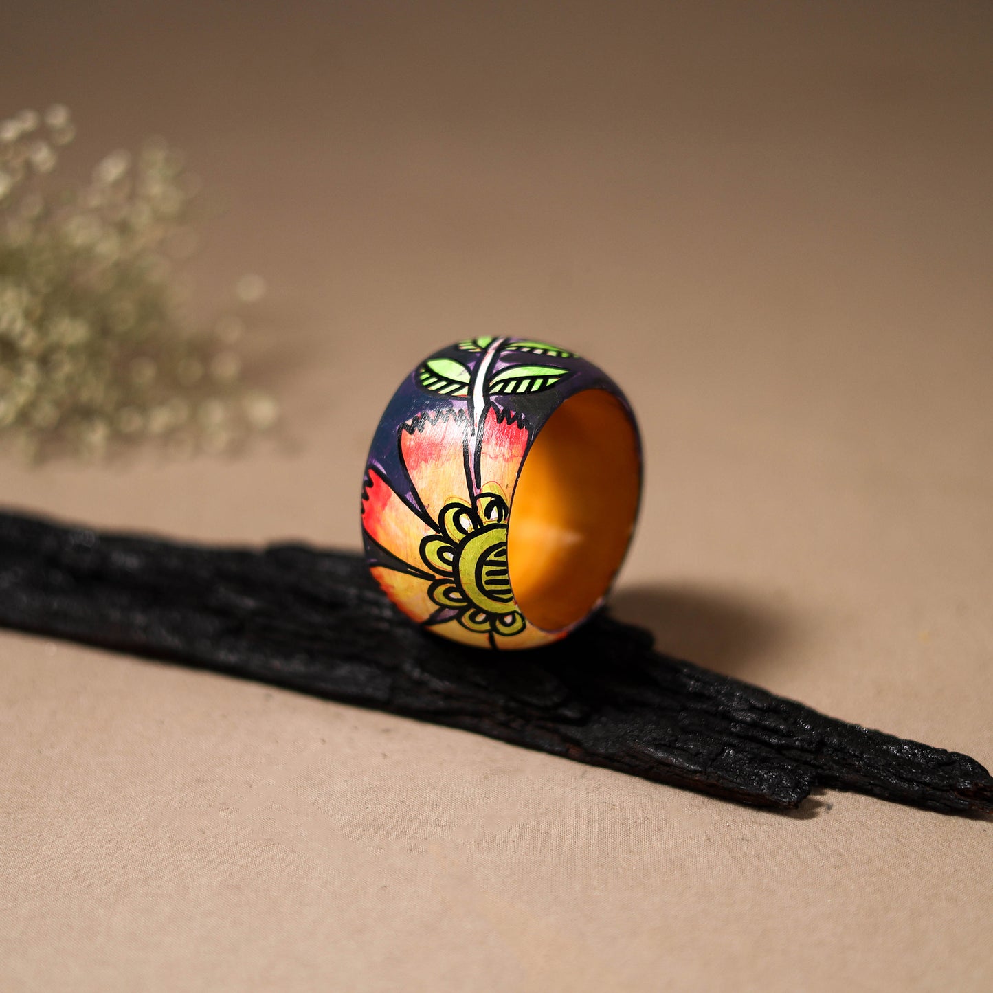 Kerala Mural Handpainted Wooden Bangle (Size - 2-4) 72