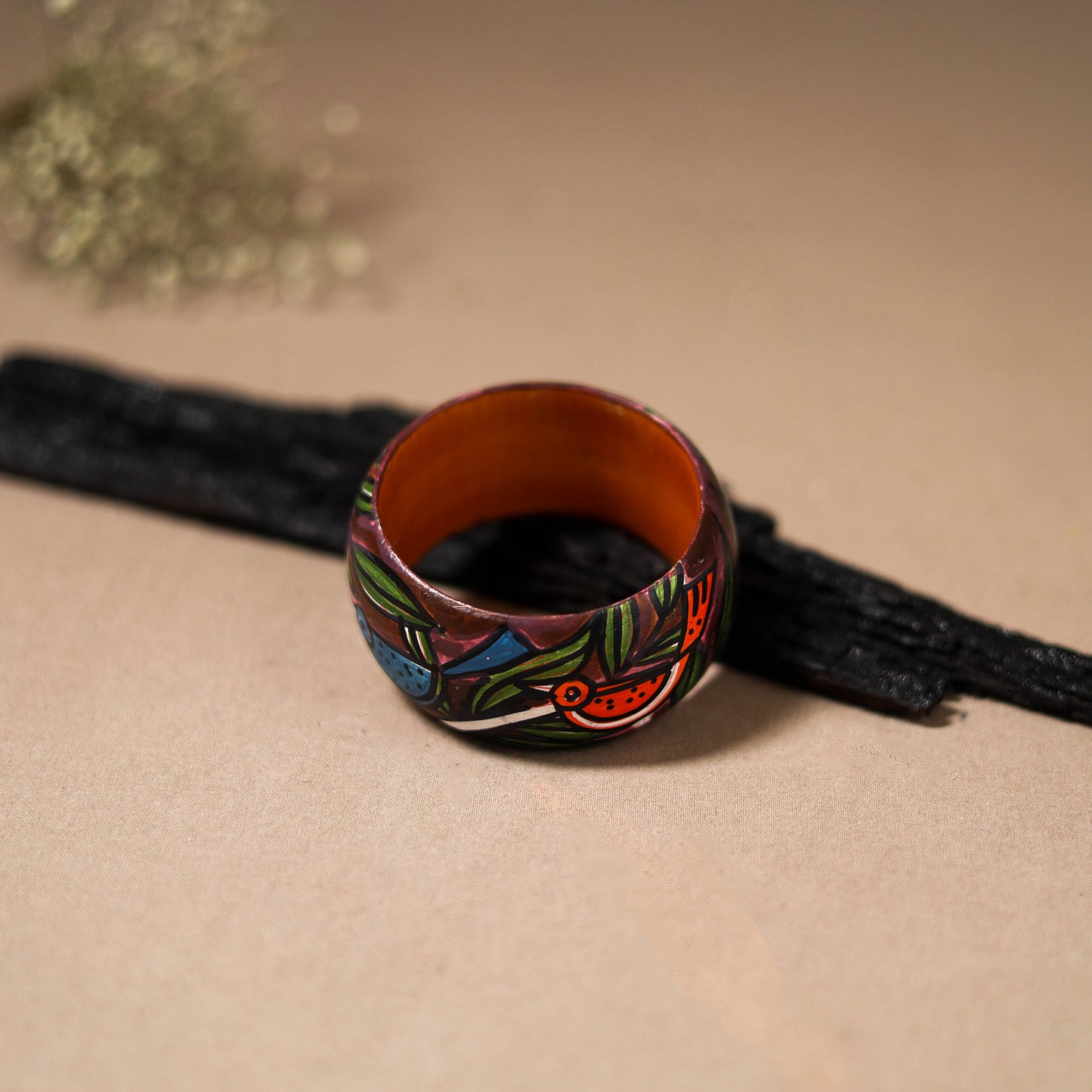 Kerala Mural Handpainted Wooden Bangle (Size - 2-6) 80