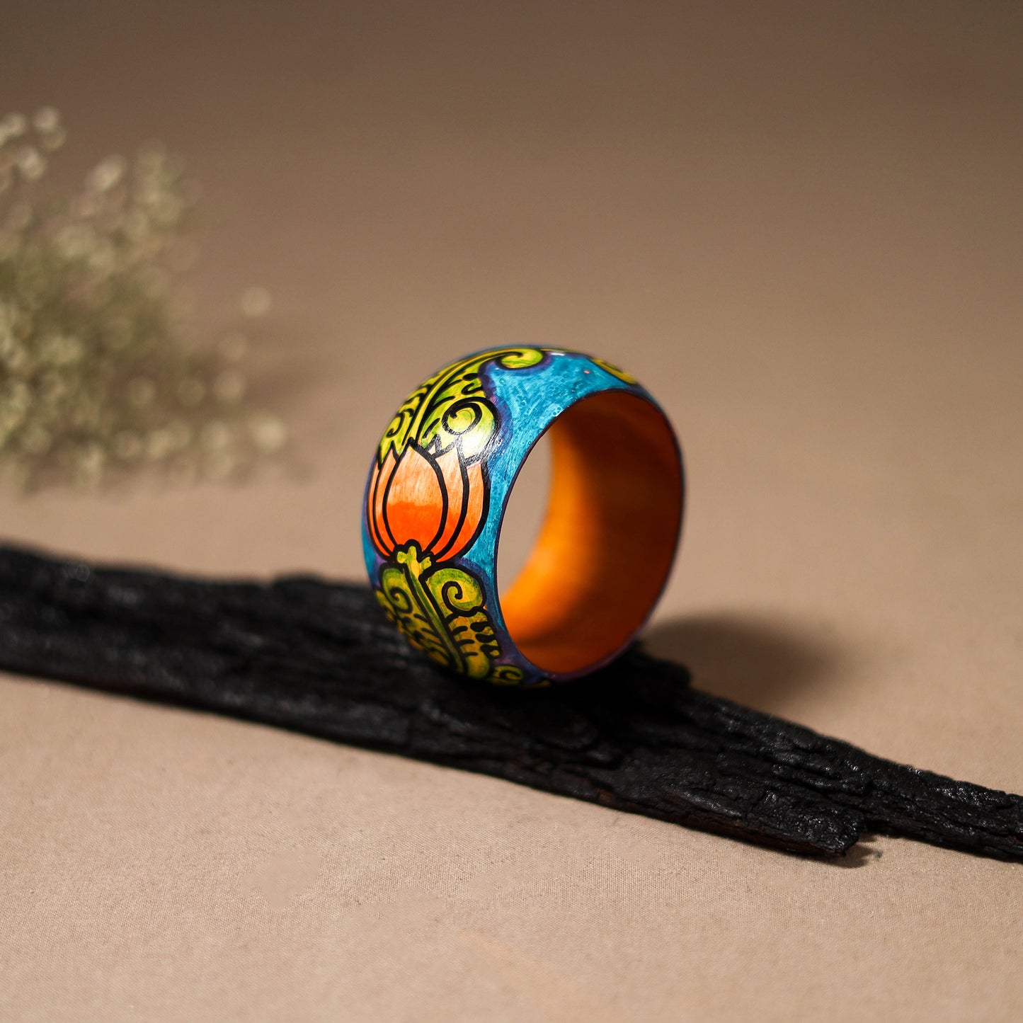 Kerala Mural Handpainted Wooden Bangle (Size - 2-6) 83