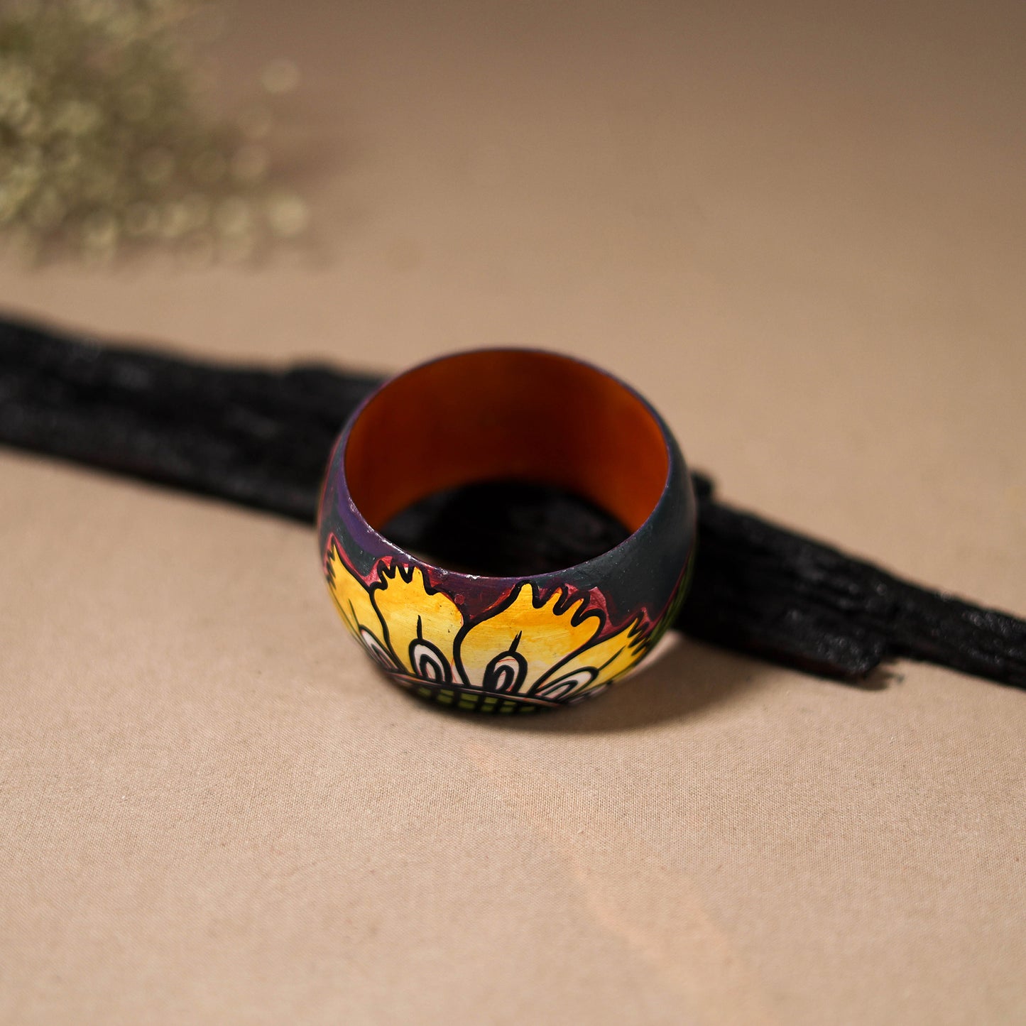 Kerala Mural Handpainted Wooden Bangle (Size - 2-6) 86