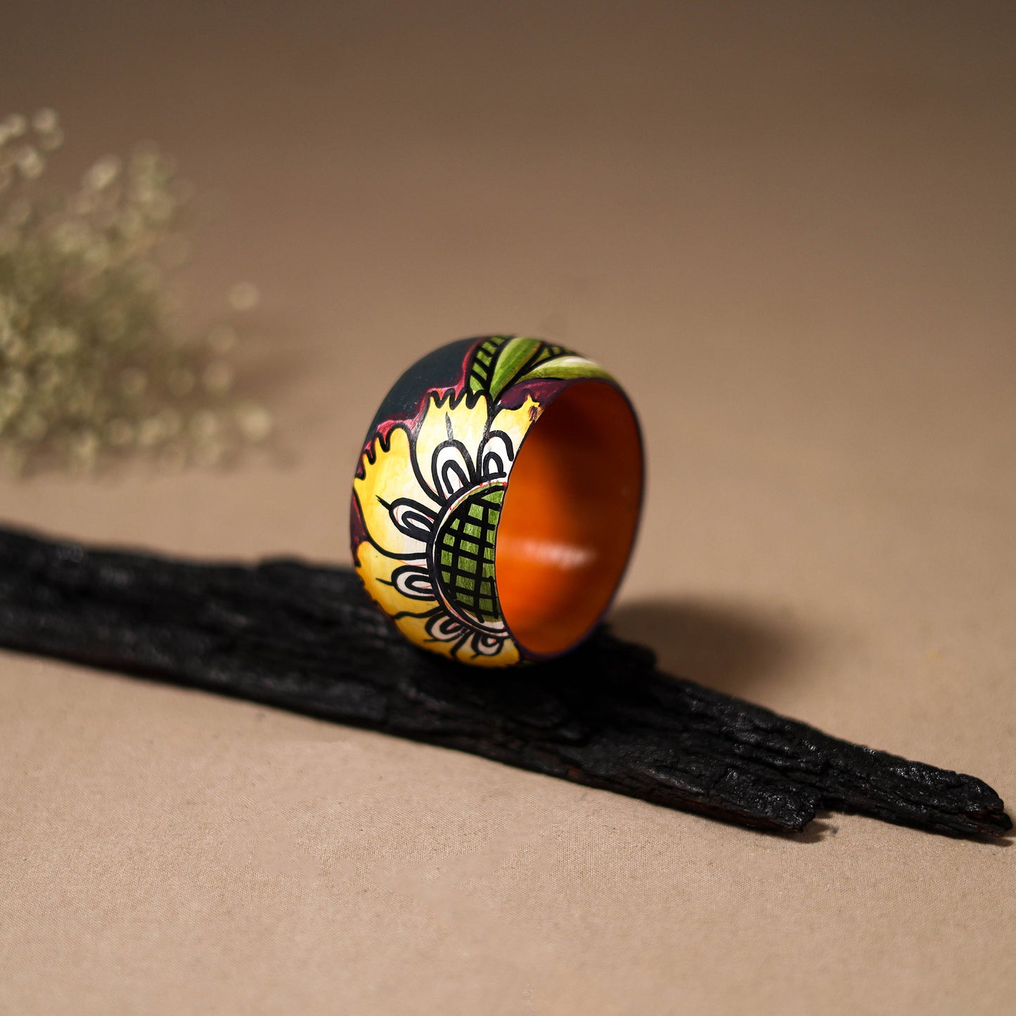 Kerala Mural Handpainted Wooden Bangle (Size - 2-6) 86