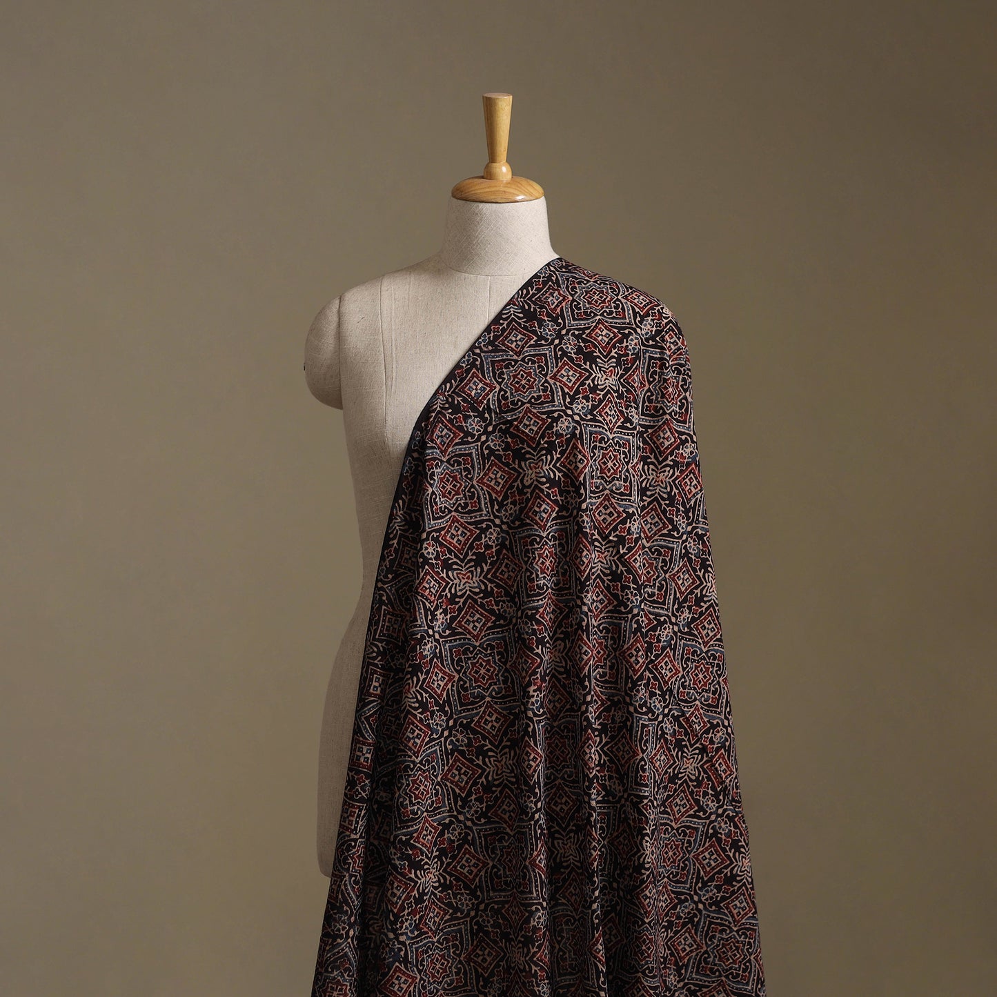 Black - Ajrakh Hand Block Print Natural Dyed Cotton Fabric 12