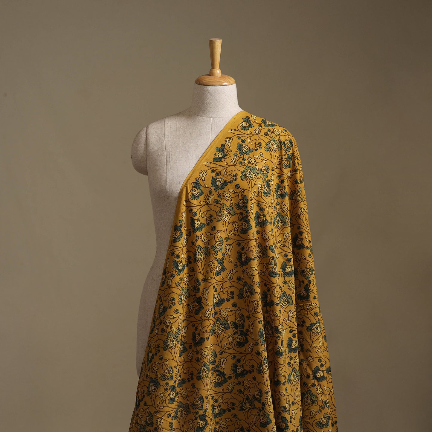 Yellow - Ajrakh Hand Block Print Natural Dyed Cotton Fabric 16