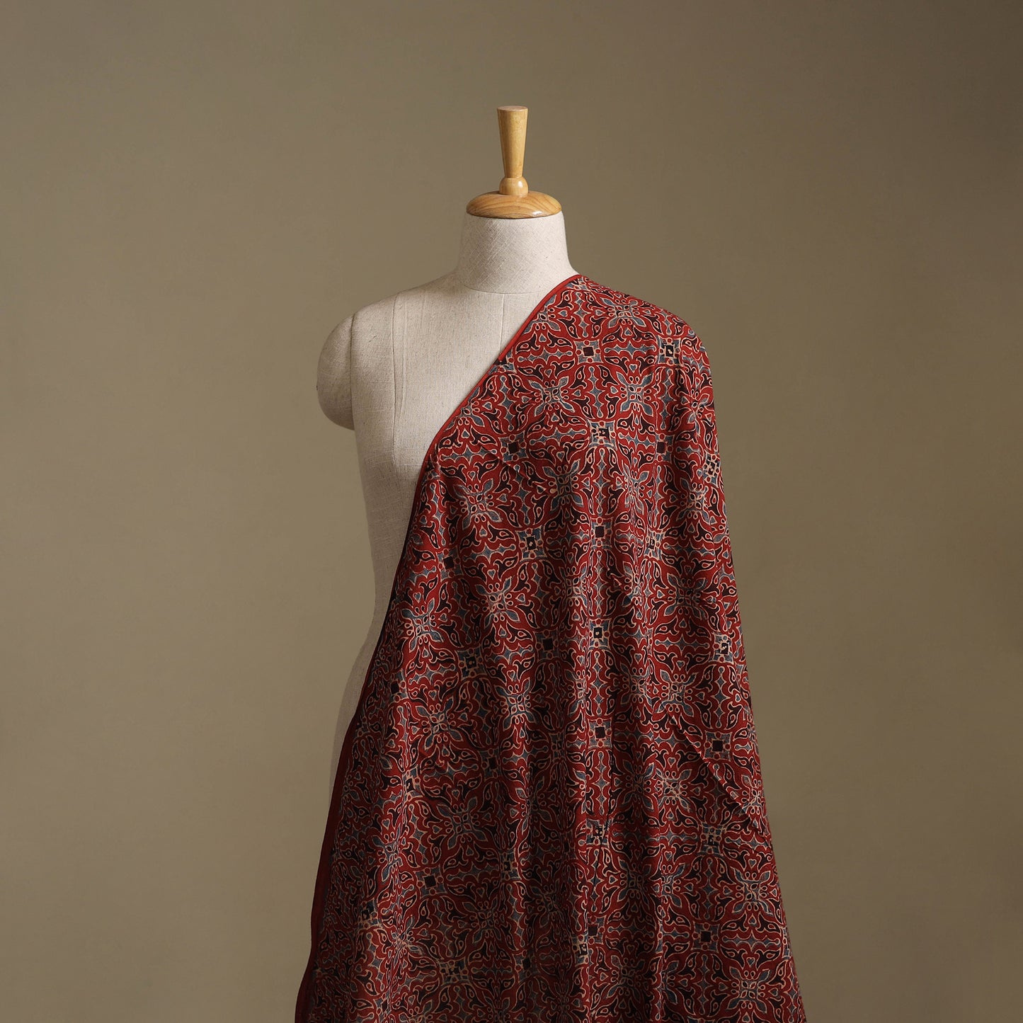 Red - Ajrakh Hand Block Print Natural Dyed Cotton Fabric 19