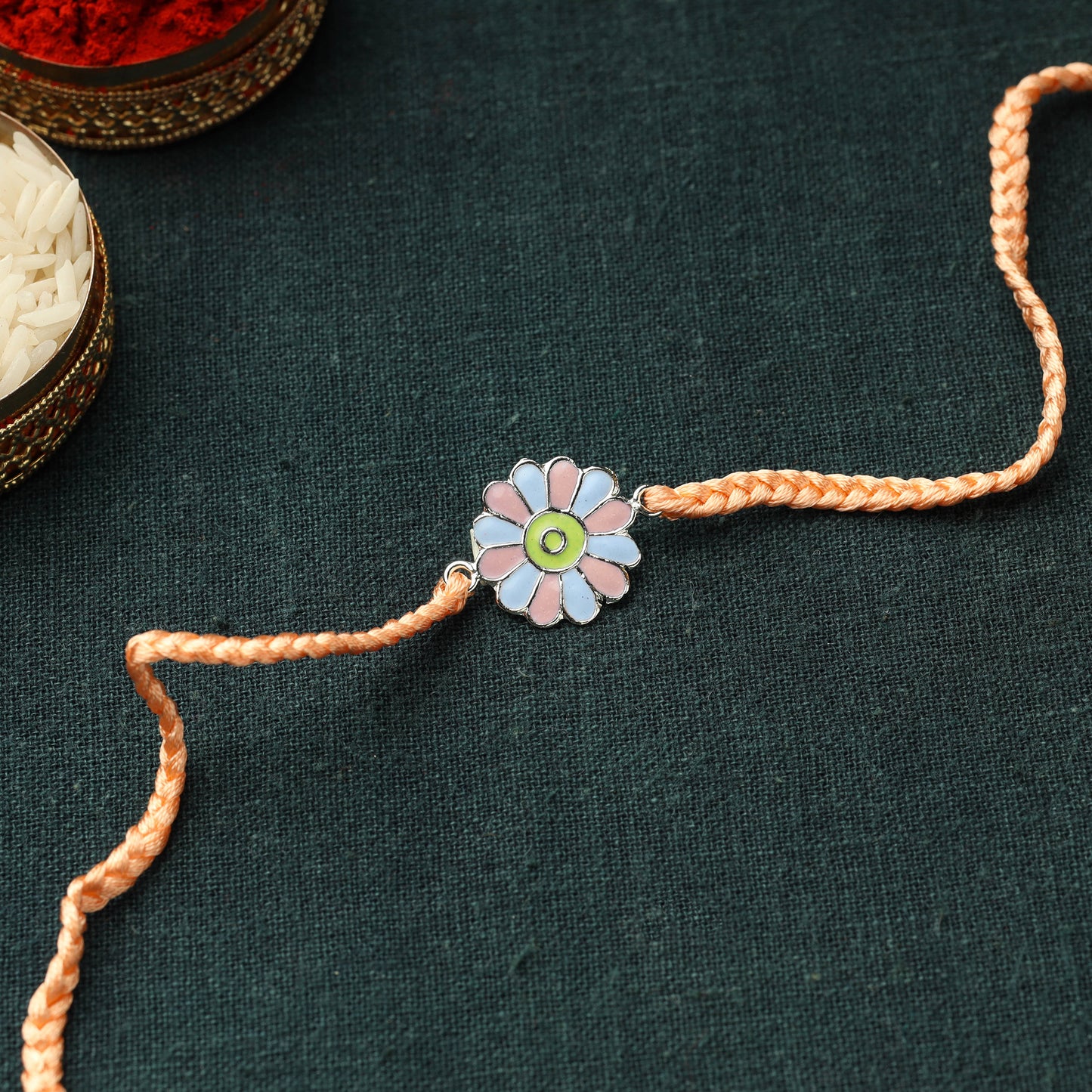 Handamade Meenakari Threadwork Rakhi