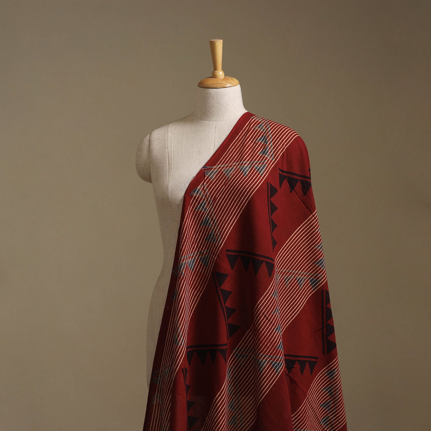 Red - Ajrakh Hand Block Print Natural Dyed Cotton Fabric 54