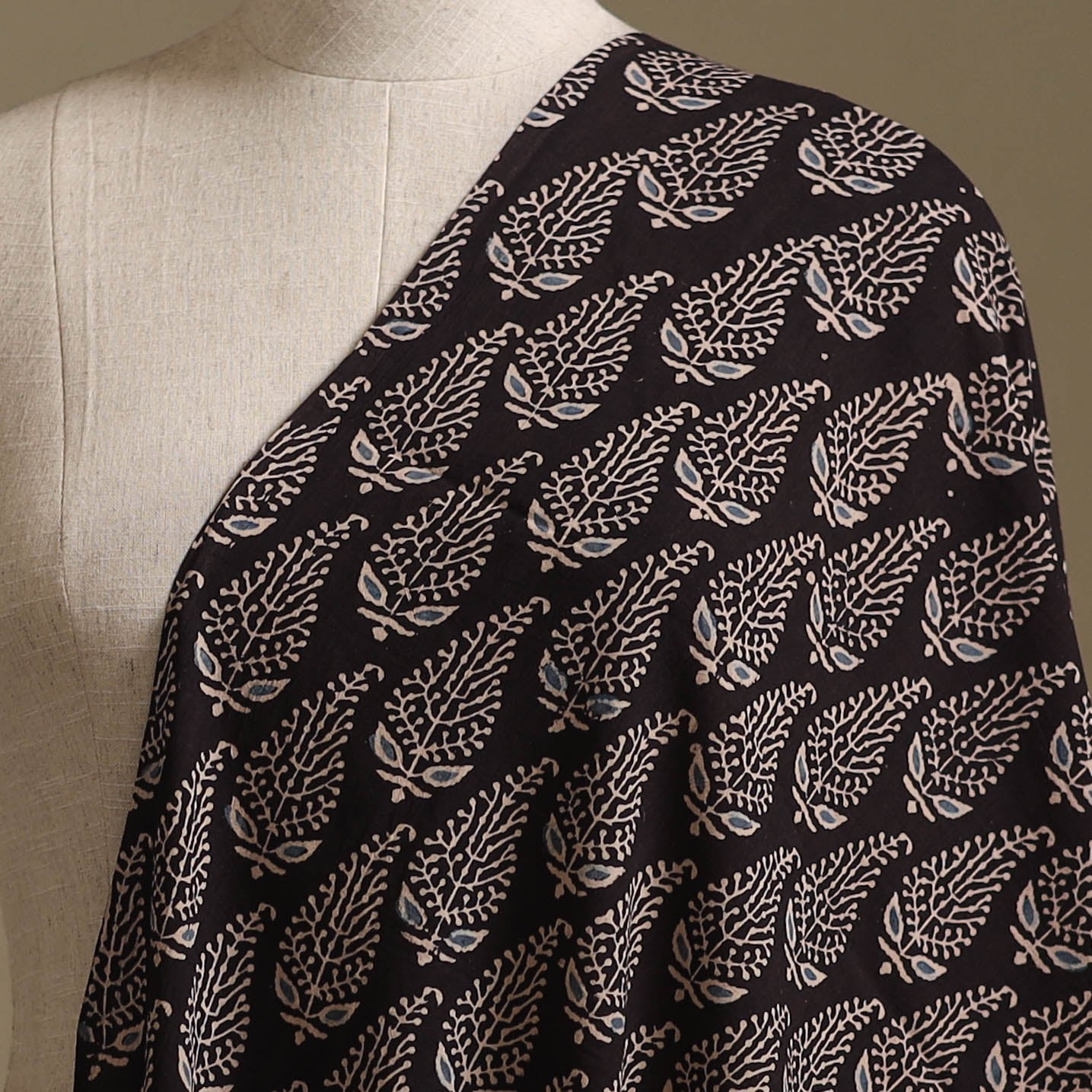 Black - Kutch Hand Block Ajrakh Print Natural Dyed Cotton Fabric 19
