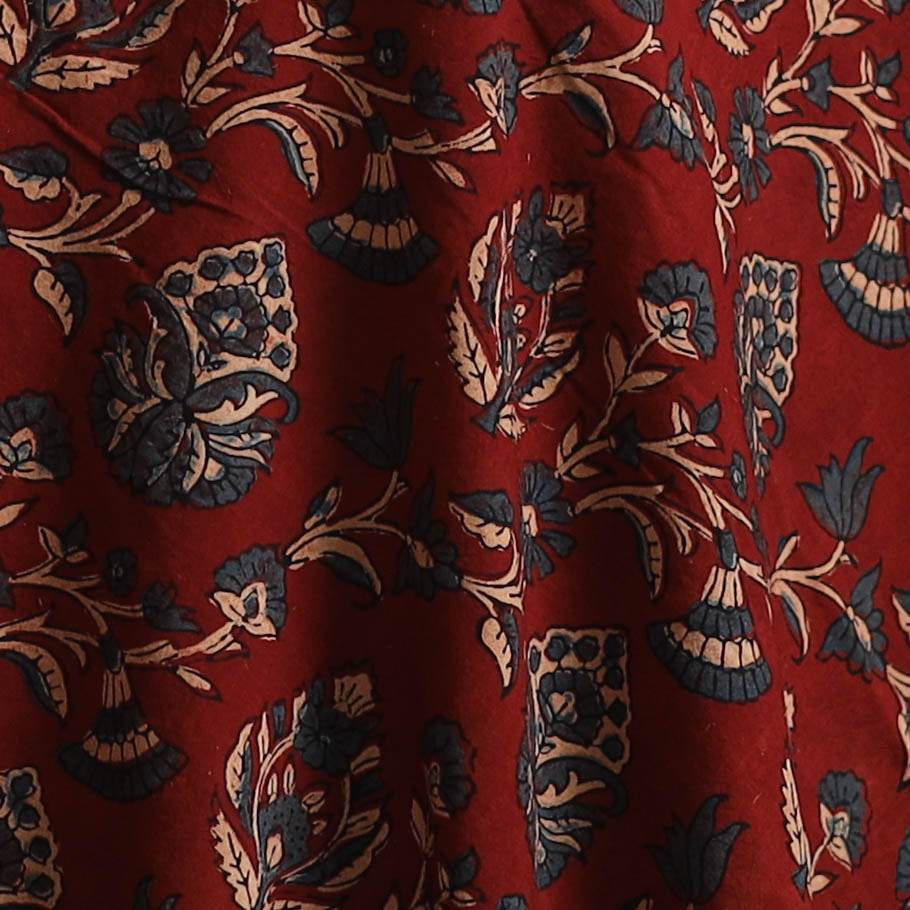 Maroon - Kutch Hand Block Ajrakh Print Natural Dyed Cotton Fabric 33