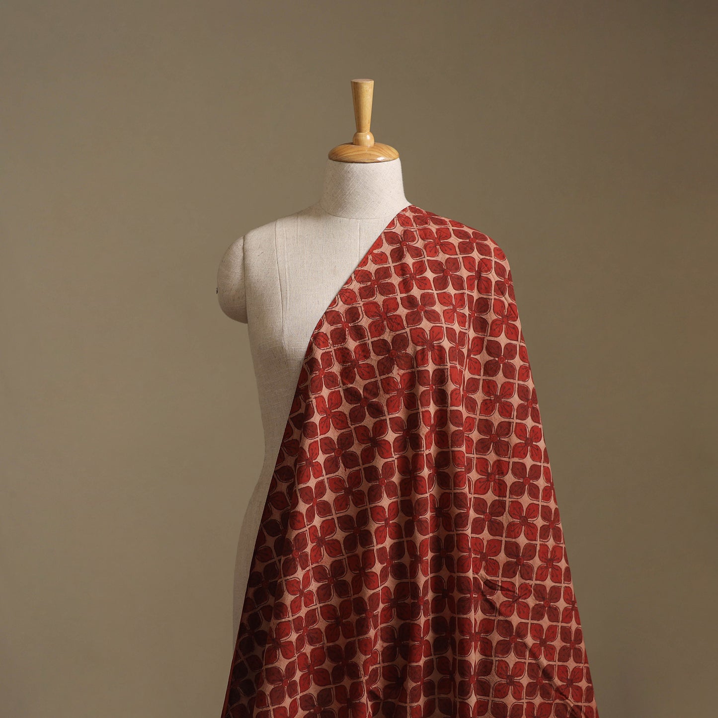 Red - Kutch Hand Block Ajrakh Print Natural Dyed Cotton Fabric 34