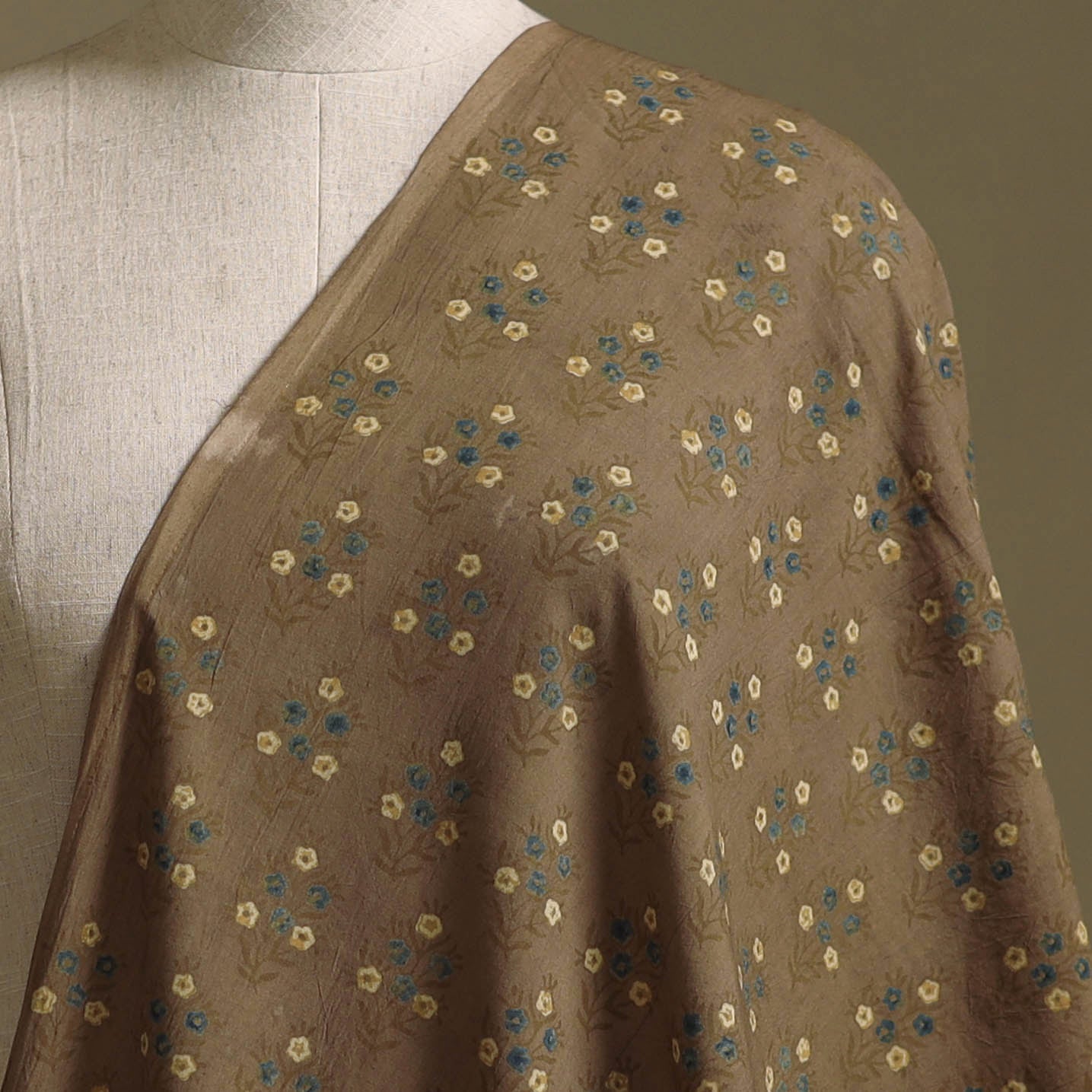Brown - Kutch Hand Block Ajrakh Print Natural Dyed Cotton Fabric 45