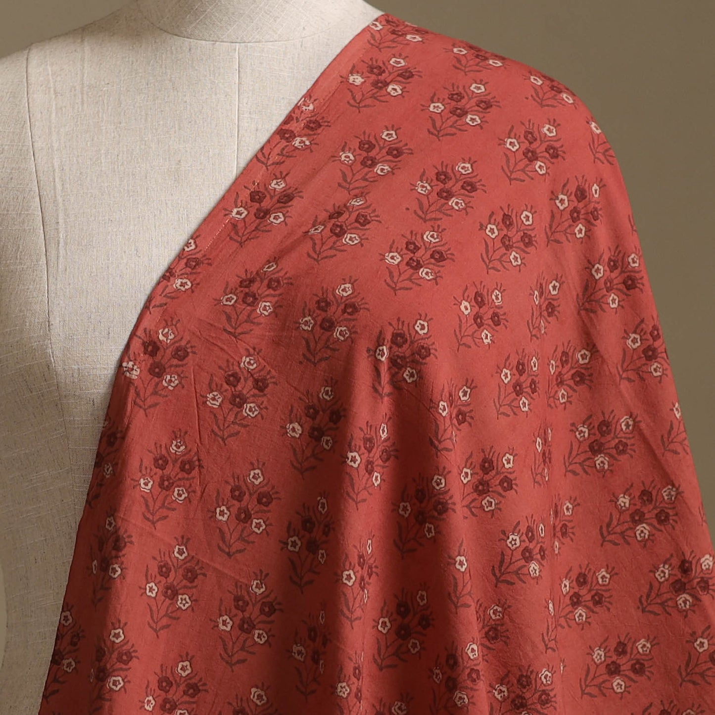 Red - Kutch Hand Block Ajrakh Print Natural Dyed Cotton Fabric 46