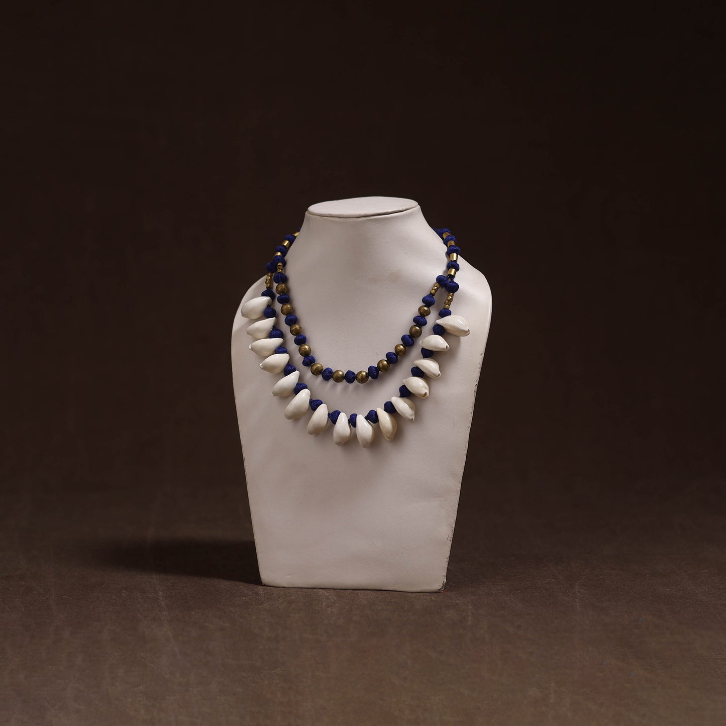Tribal Odisha Dokra Thread & Shell Work Handmade Necklace 01