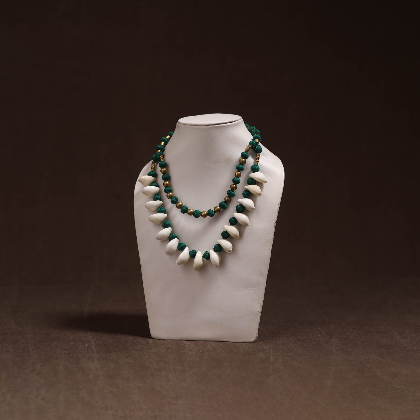 Tribal Odisha Dokra Thread & Shell Work Handmade Necklace 02