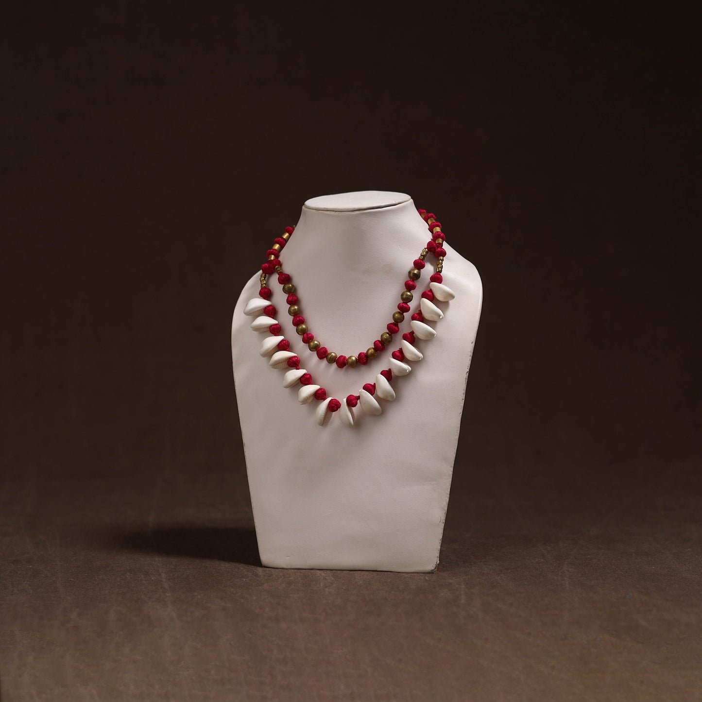 Tribal Odisha Dokra Thread & Shell Work Handmade Necklace 05