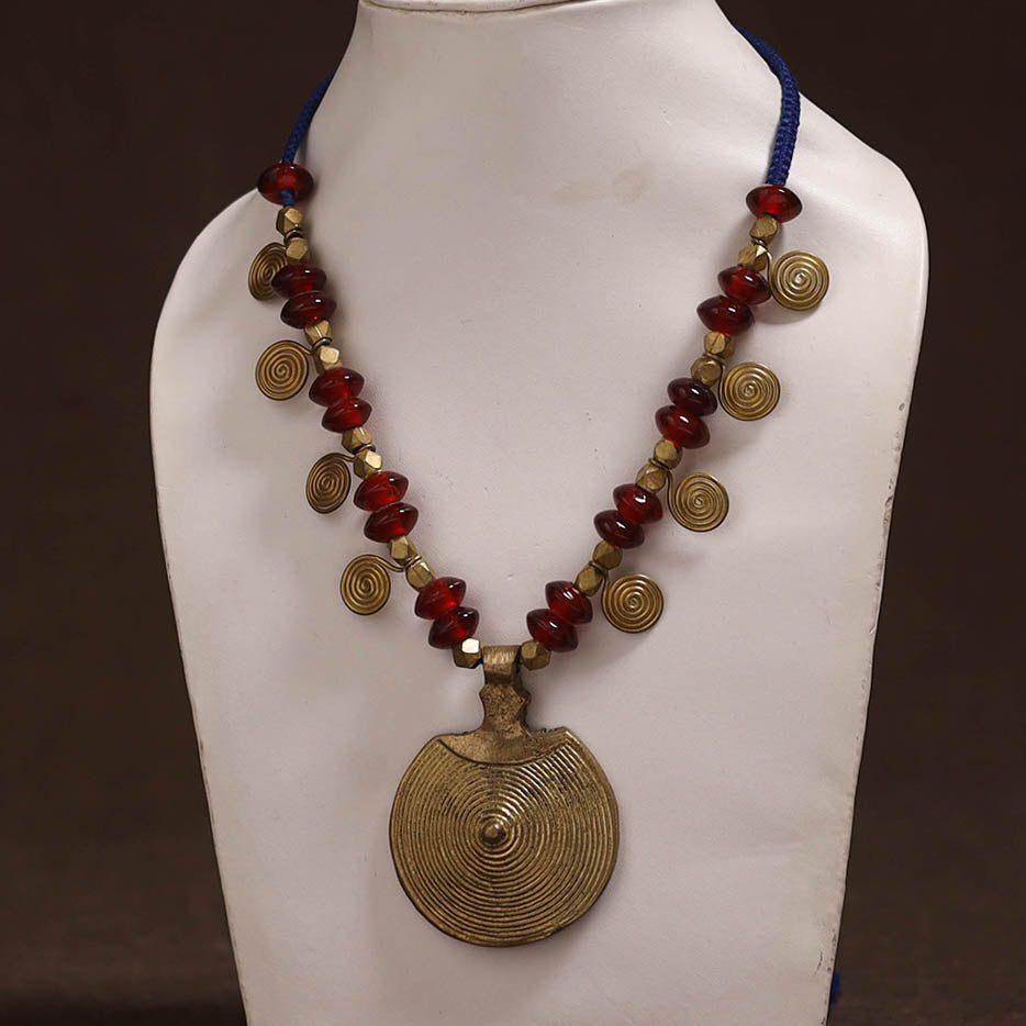 Tribal Odisha Dokra Thread & Bead Work Handmade Pendant Necklace 67