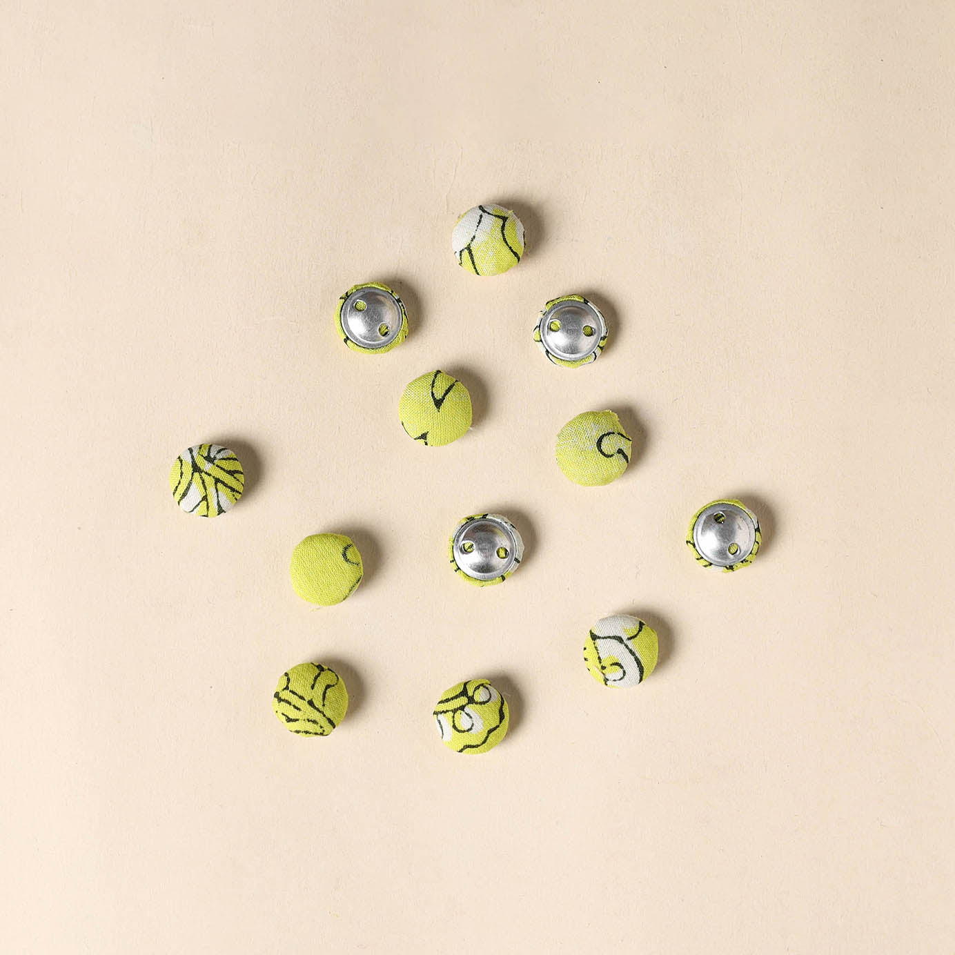 Yellow Handmade Fabric Button Small at iTokri