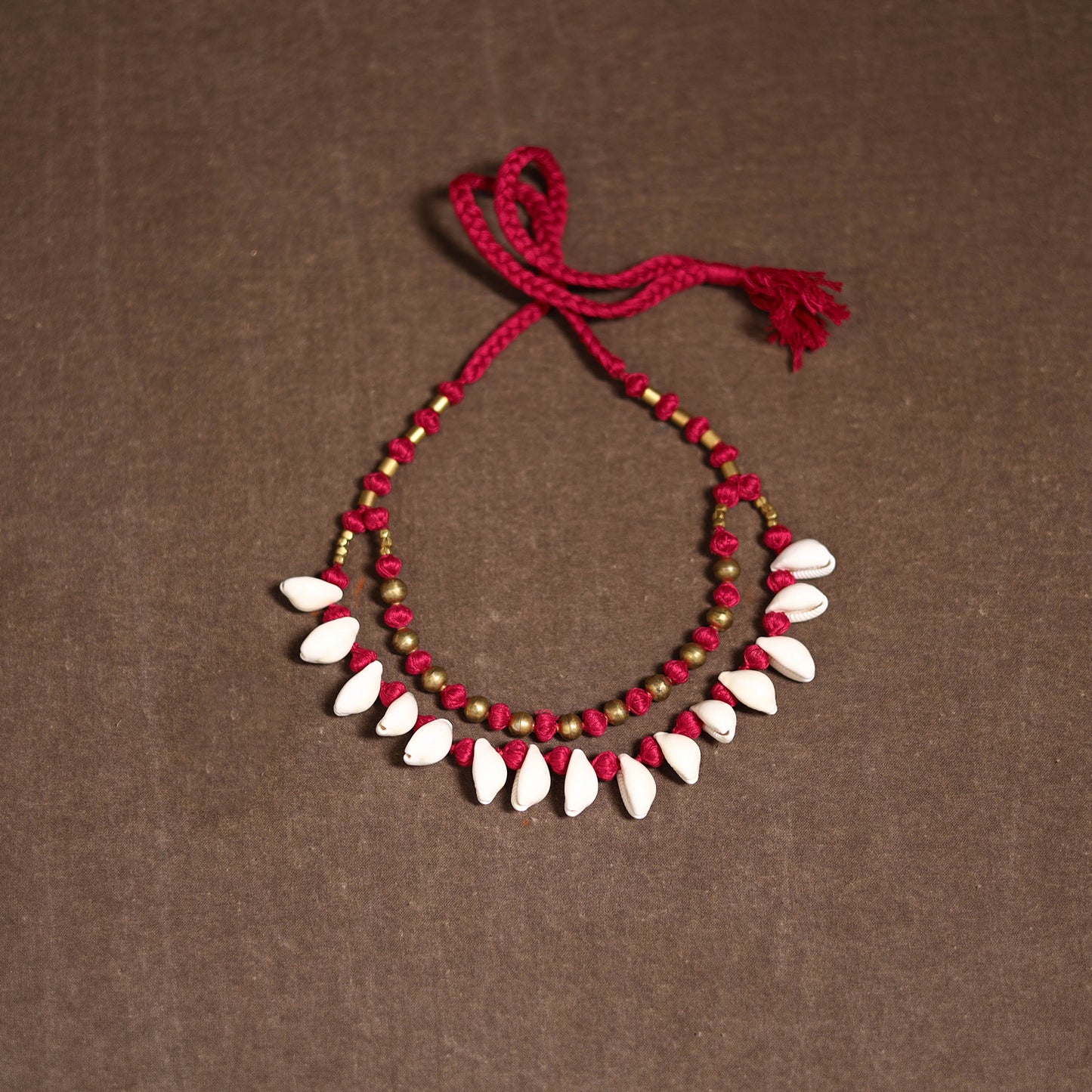 Tribal Odisha Dokra Thread & Shell Work Handmade Necklace 05