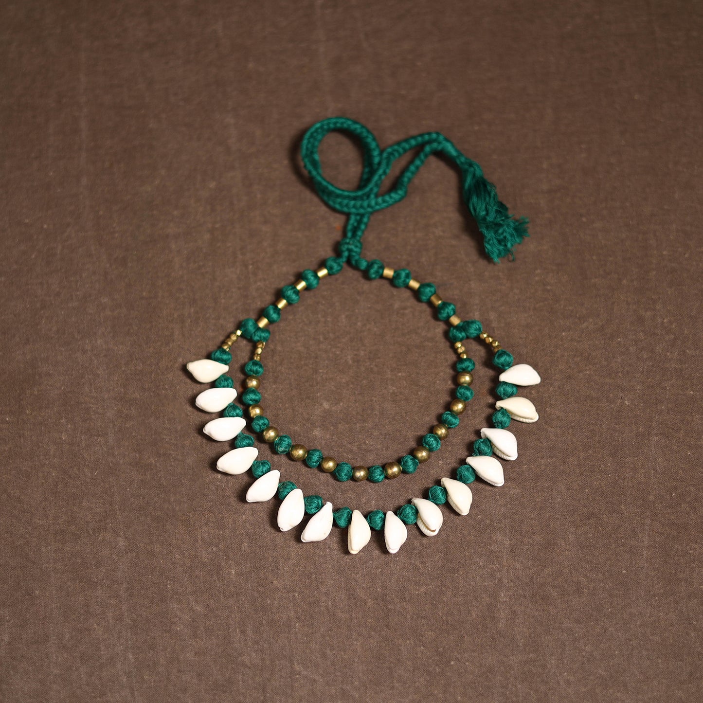 Tribal Odisha Dokra Thread & Shell Work Handmade Necklace 02