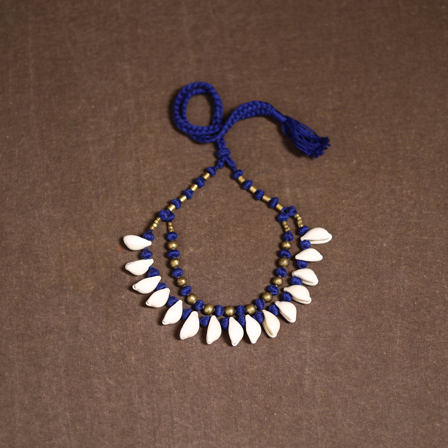 Tribal Odisha Dokra Thread & Shell Work Handmade Necklace 01