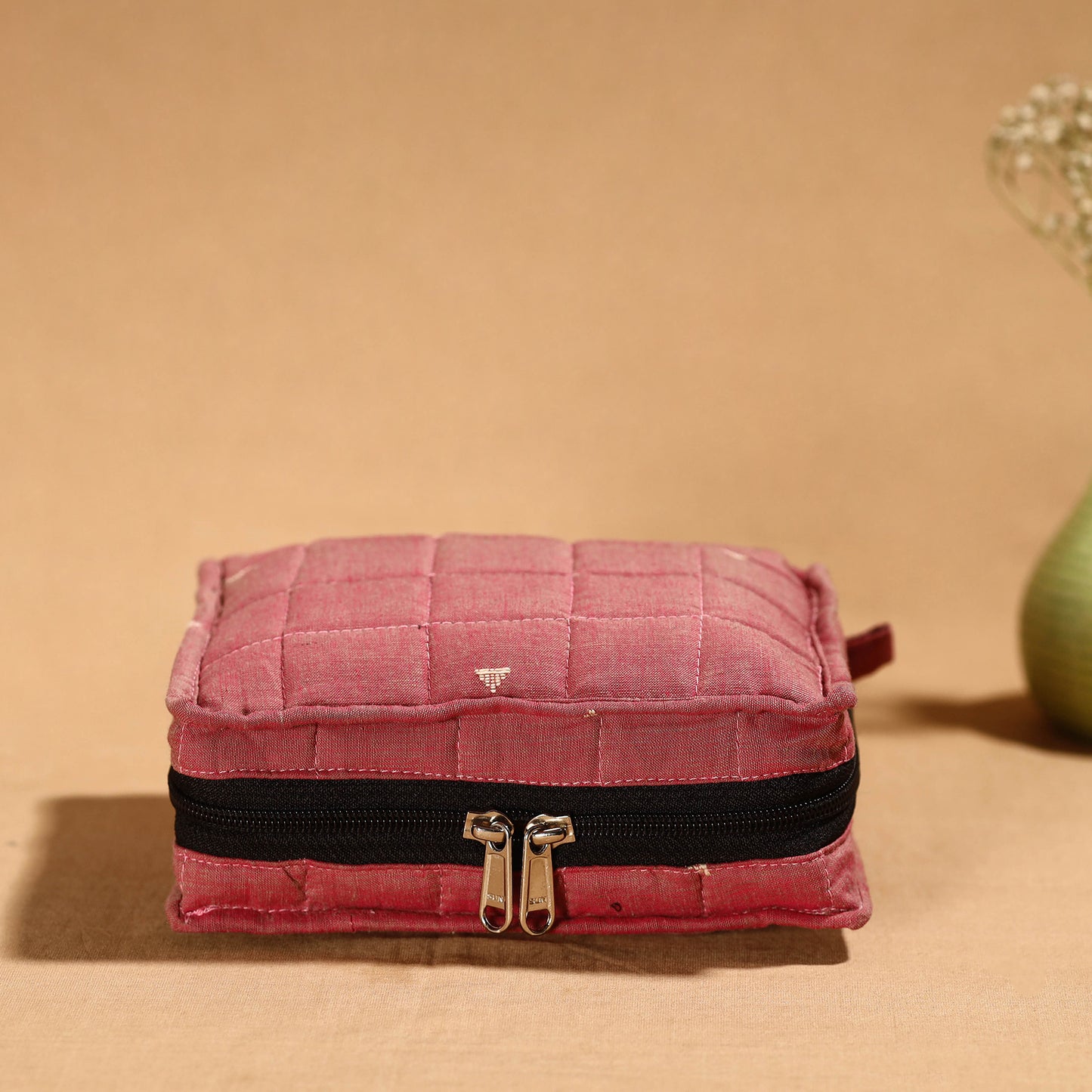 Pink Handmade 4 Pockets Cotton Jewelry Bag