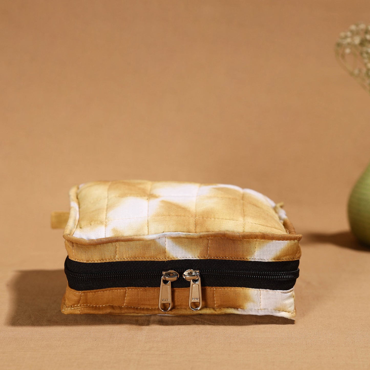 Brown Handmade 4 Pockets Cotton Jewelry Bag 04