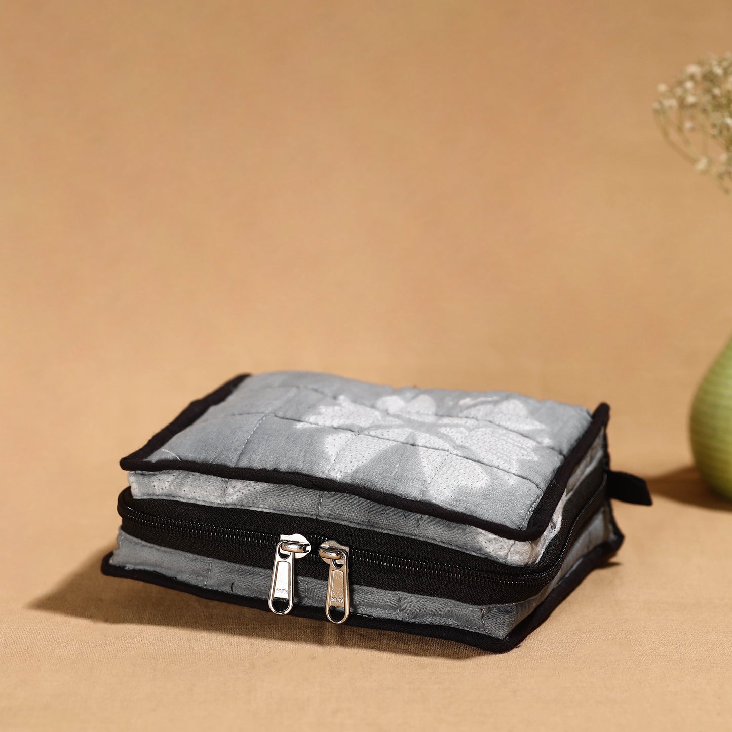 Grey Handmade 4 Pockets Cotton Jewelry Bag 20