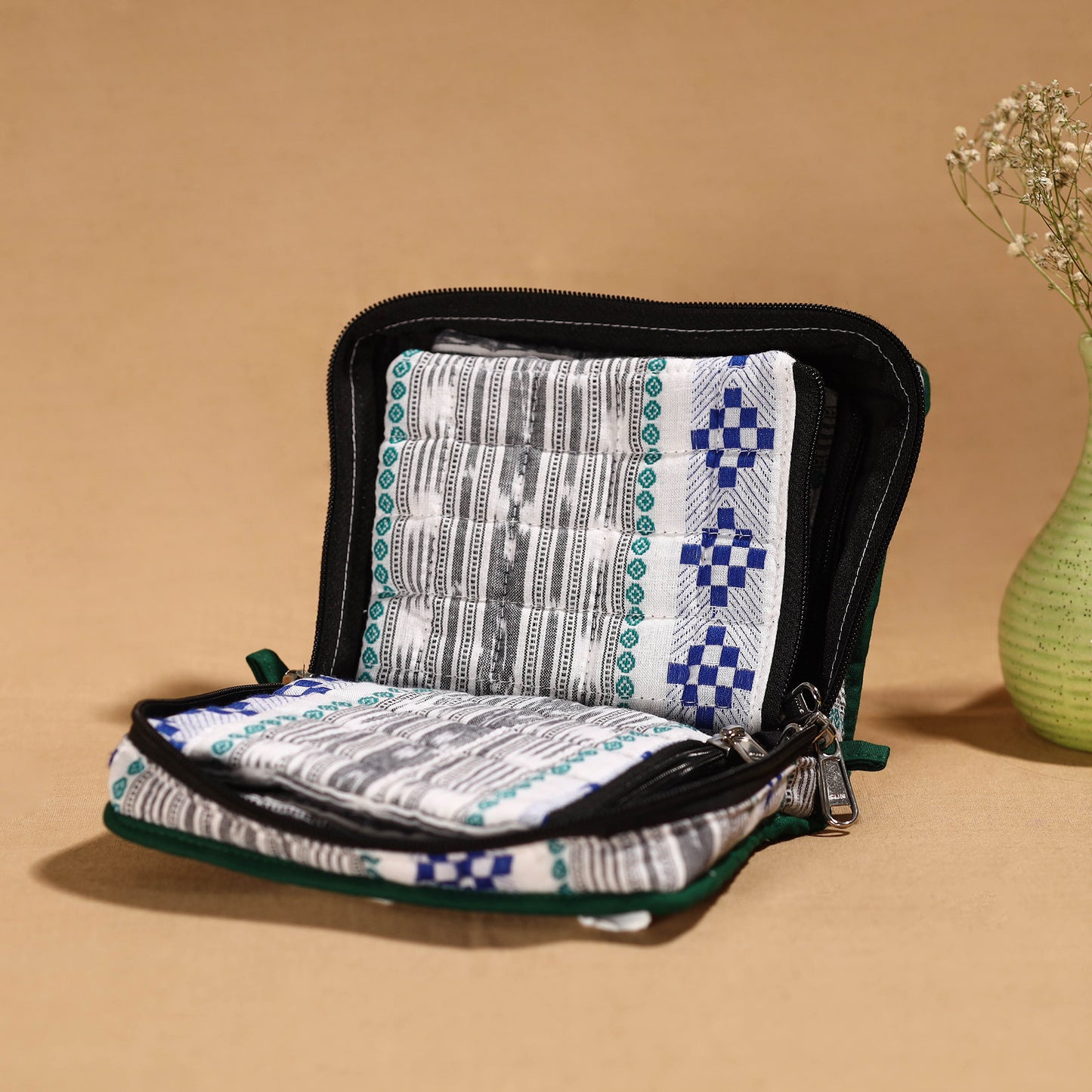 Multicolor Handmade 4 Pockets Cotton Jewelry Bag