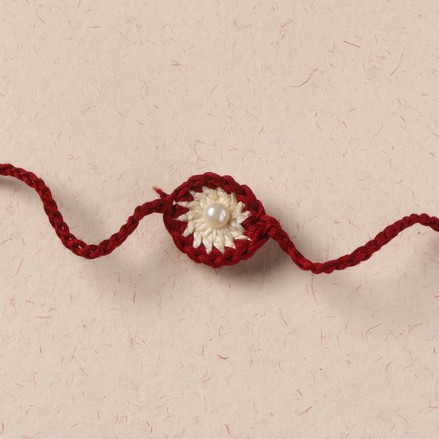 Flower - Handmade Crochet Pearl Work Rakhi 10