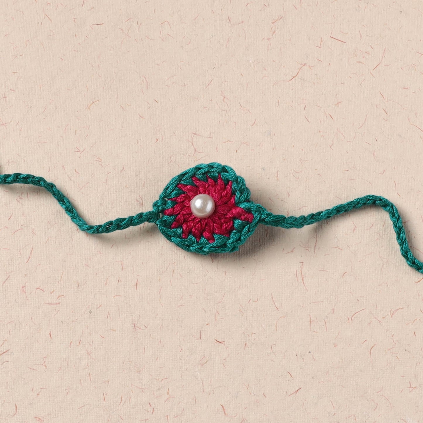 Flower - Handmade Crochet Pearl Work Rakhi 02