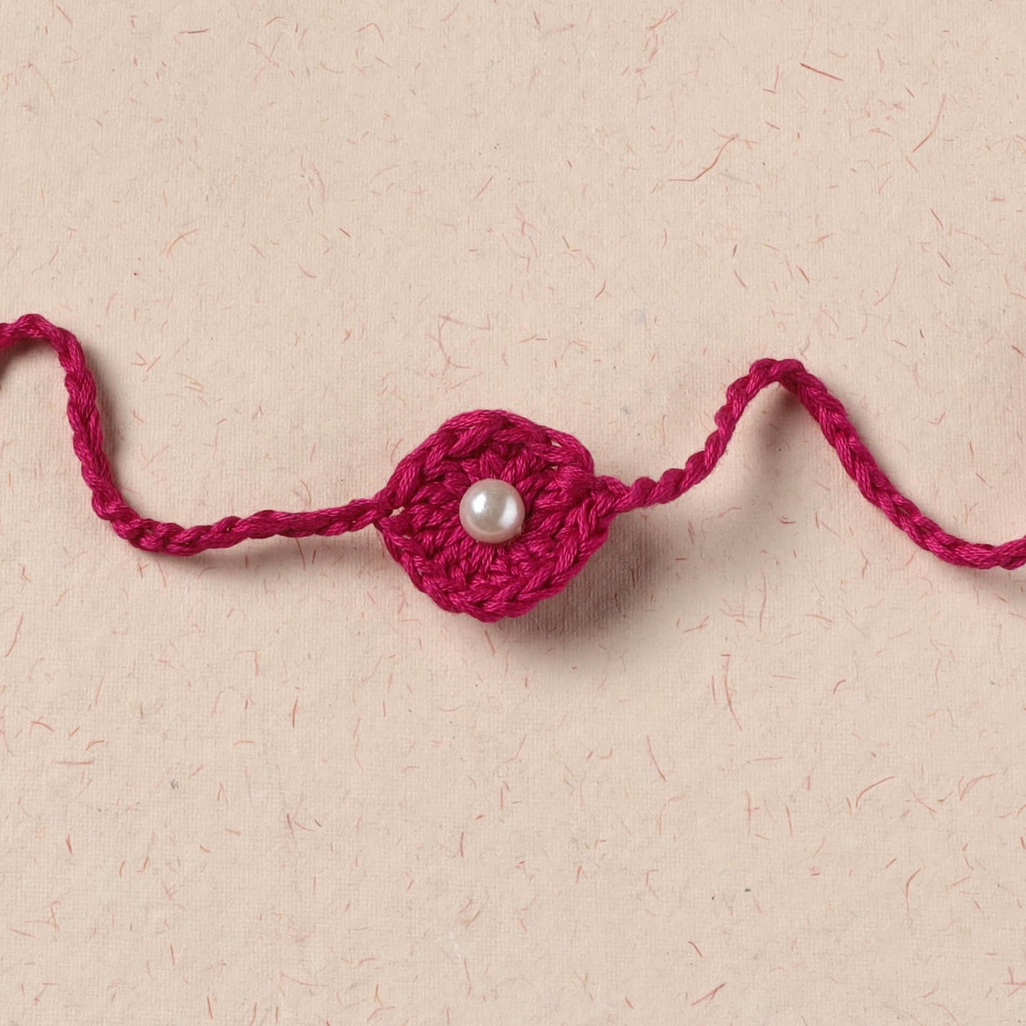 Flower - Handmade Crochet Pearl Work Rakhi 08