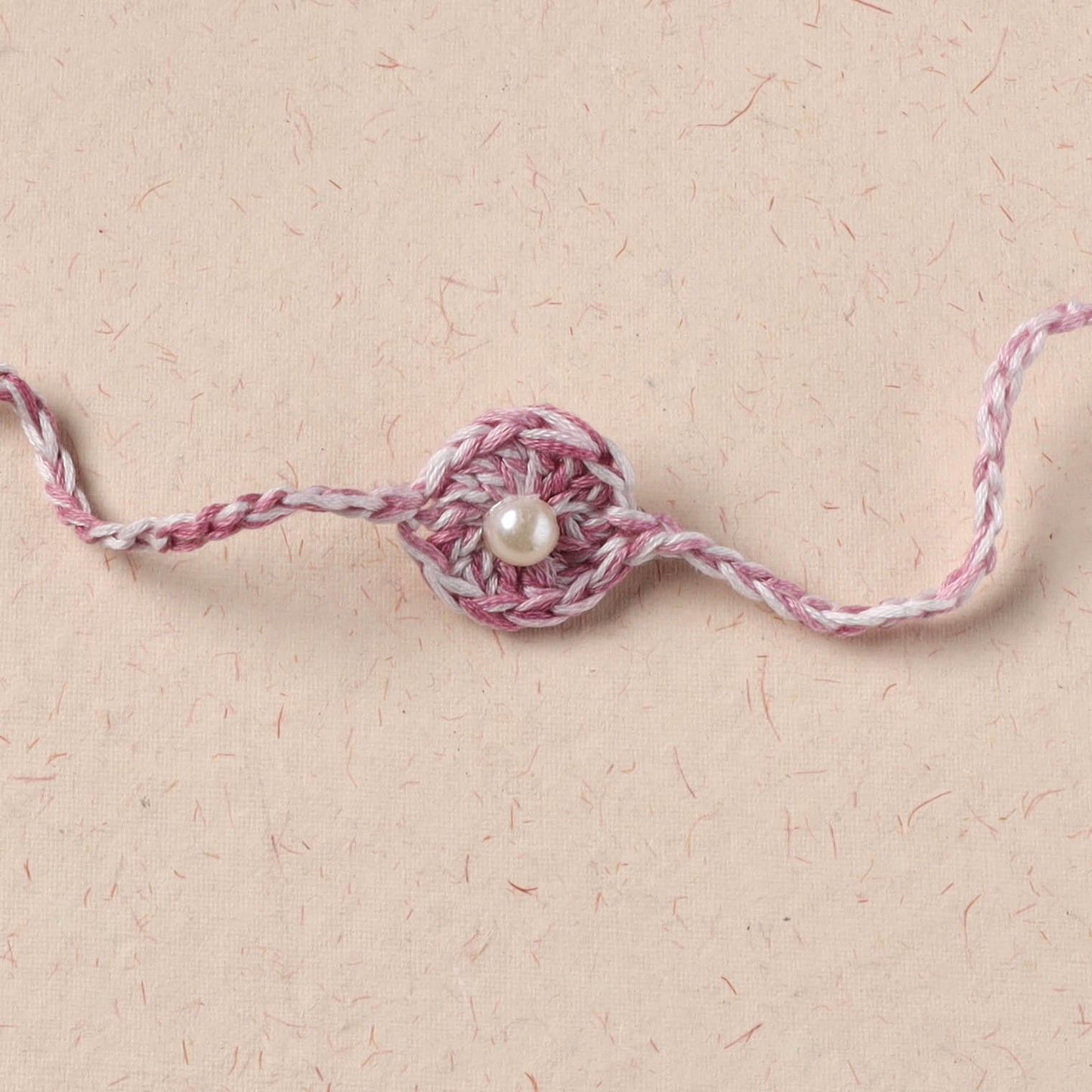 Flower - Handmade Crochet Pearl Work Rakhi 09