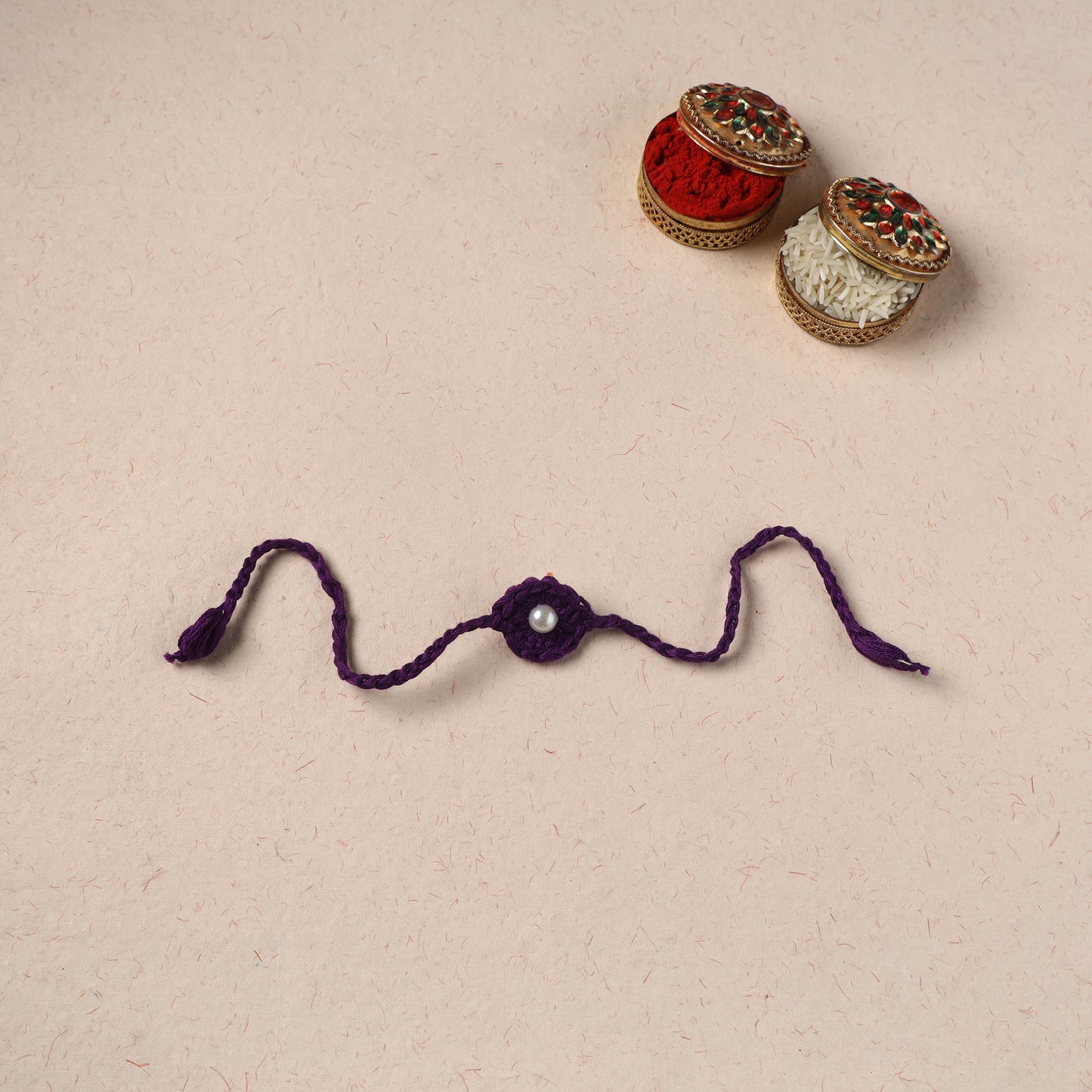 Flower - Handmade Crochet Pearl Work Rakhi 17