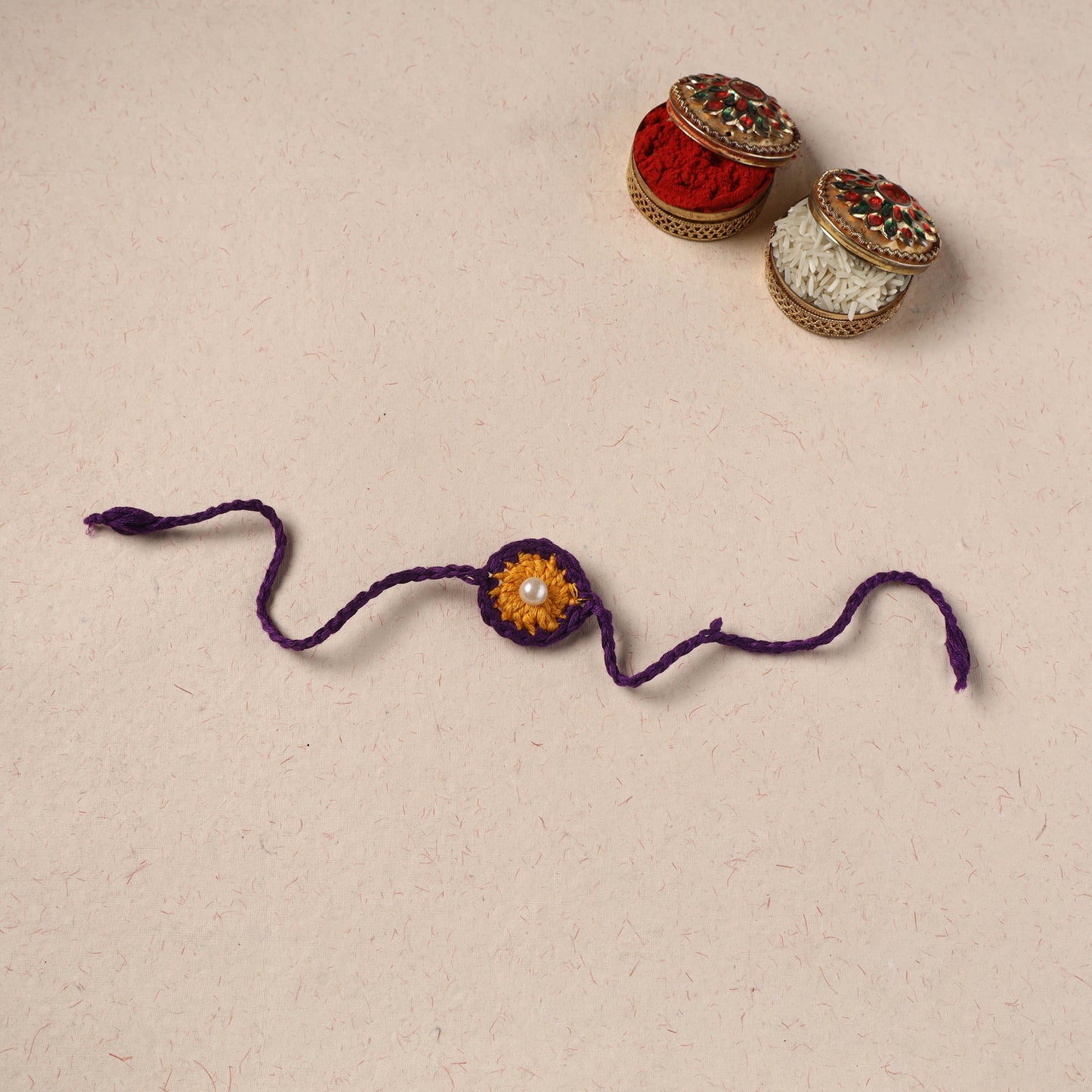 Flower - Handmade Crochet Pearl Work Rakhi 18