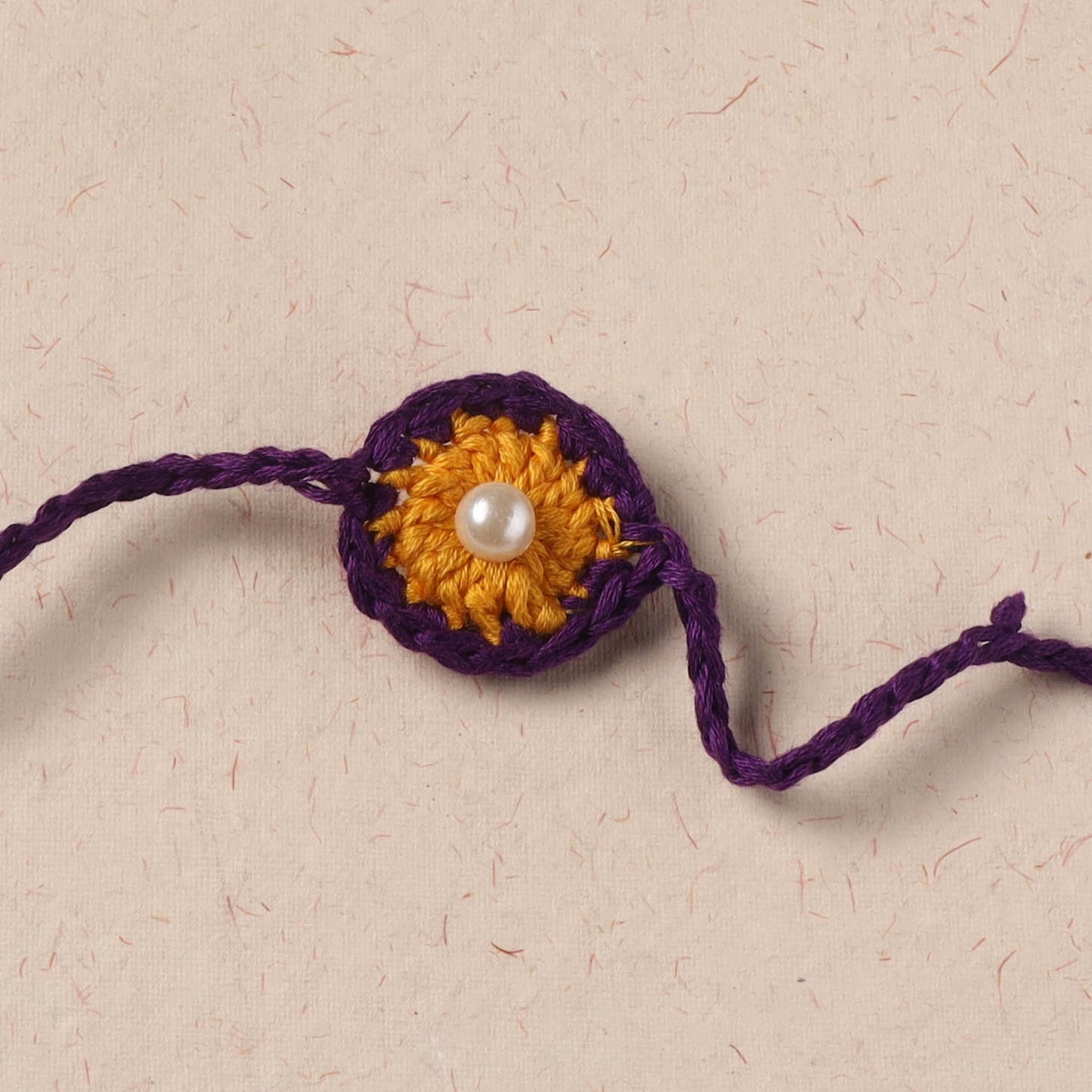 Flower - Handmade Crochet Pearl Work Rakhi 18